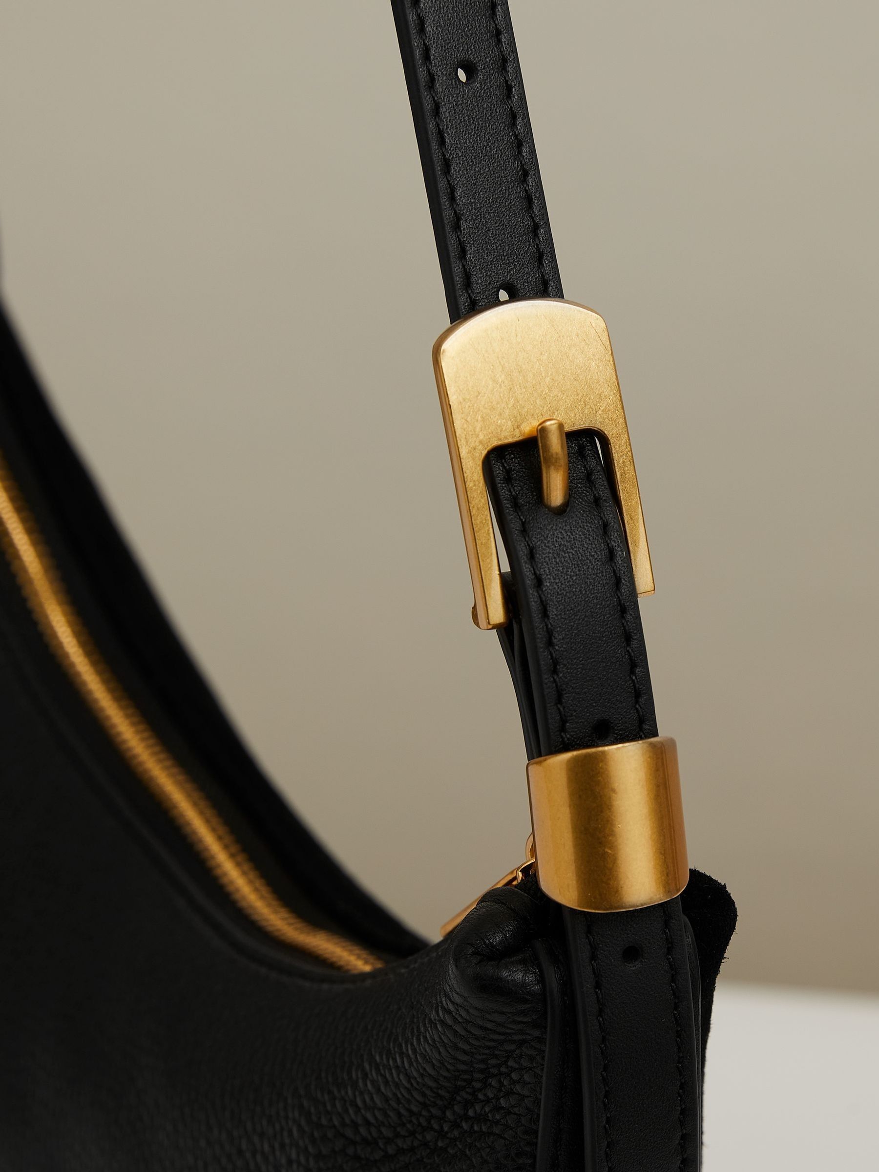 Leather and Suede Shoulder Bag in Black - Image 4 of 5