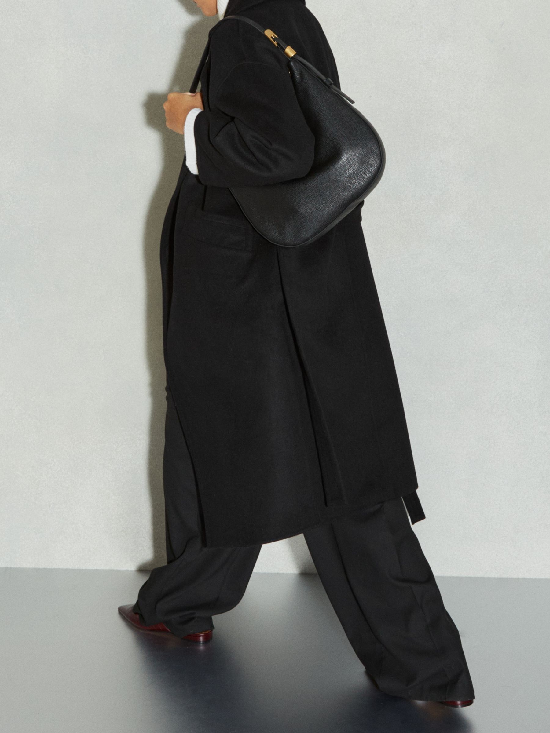 Leather and Suede Shoulder Bag in Black - Image 5 of 5