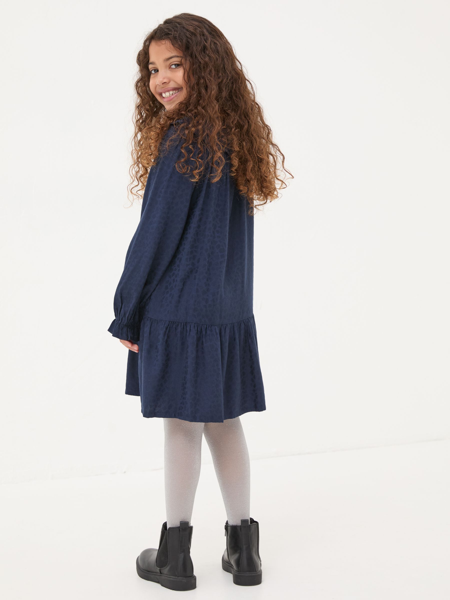 Navy Mika Jacquard Dress - Image 2 of 4