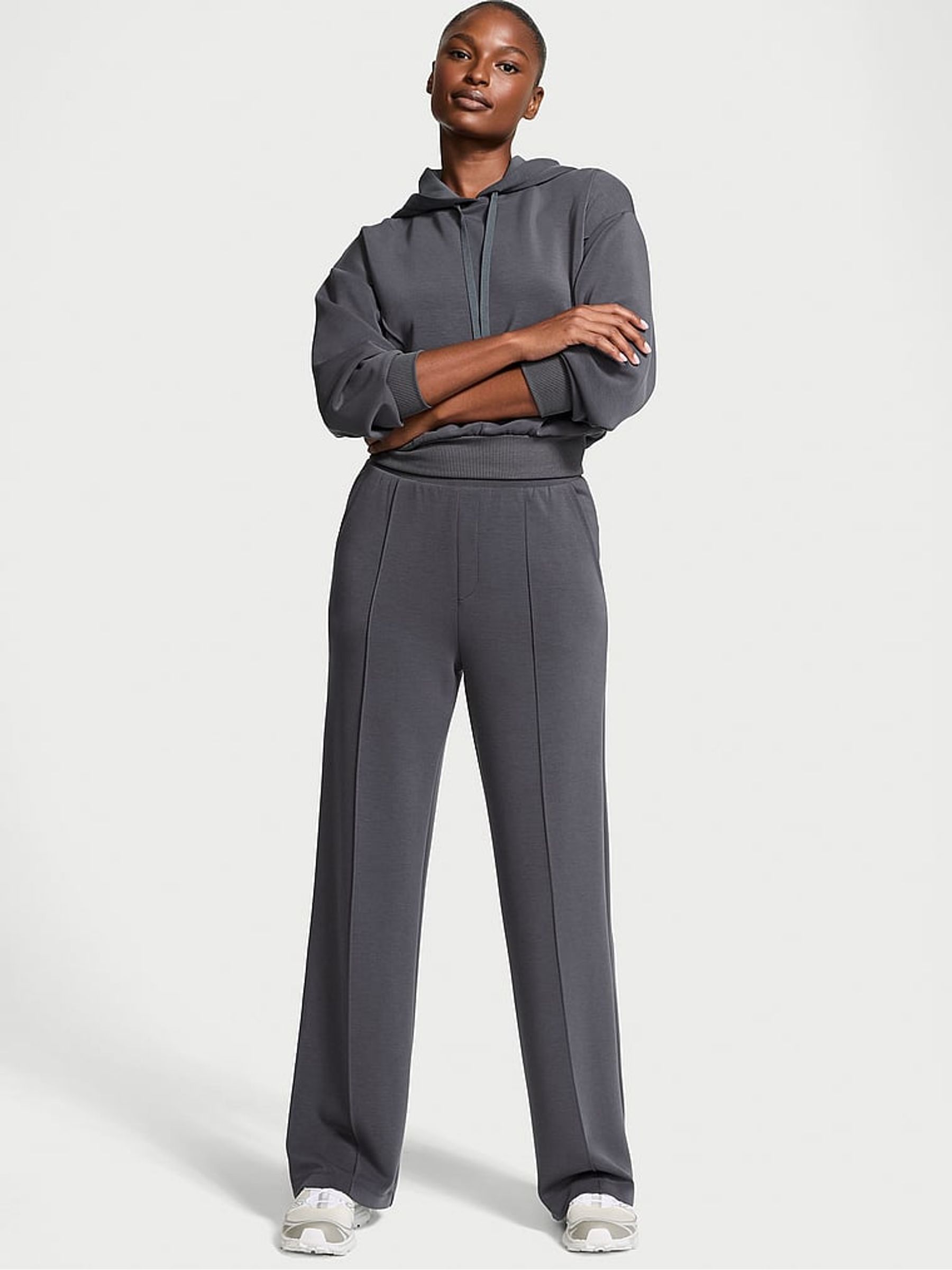 Grey Wide Leg Featherweight Knit Joggers - Image 1 of 5