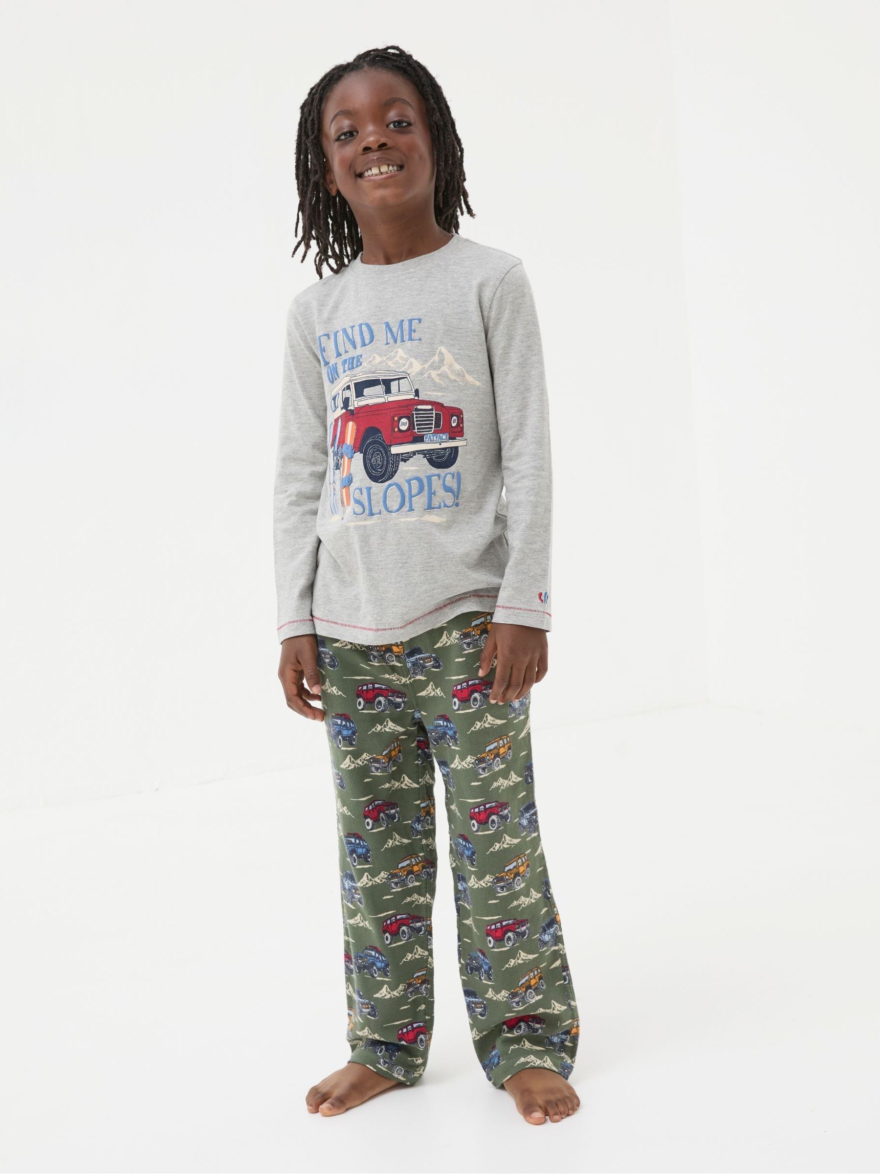 Khaki Green Vehicles Pyjama Set - Image 1 of 5