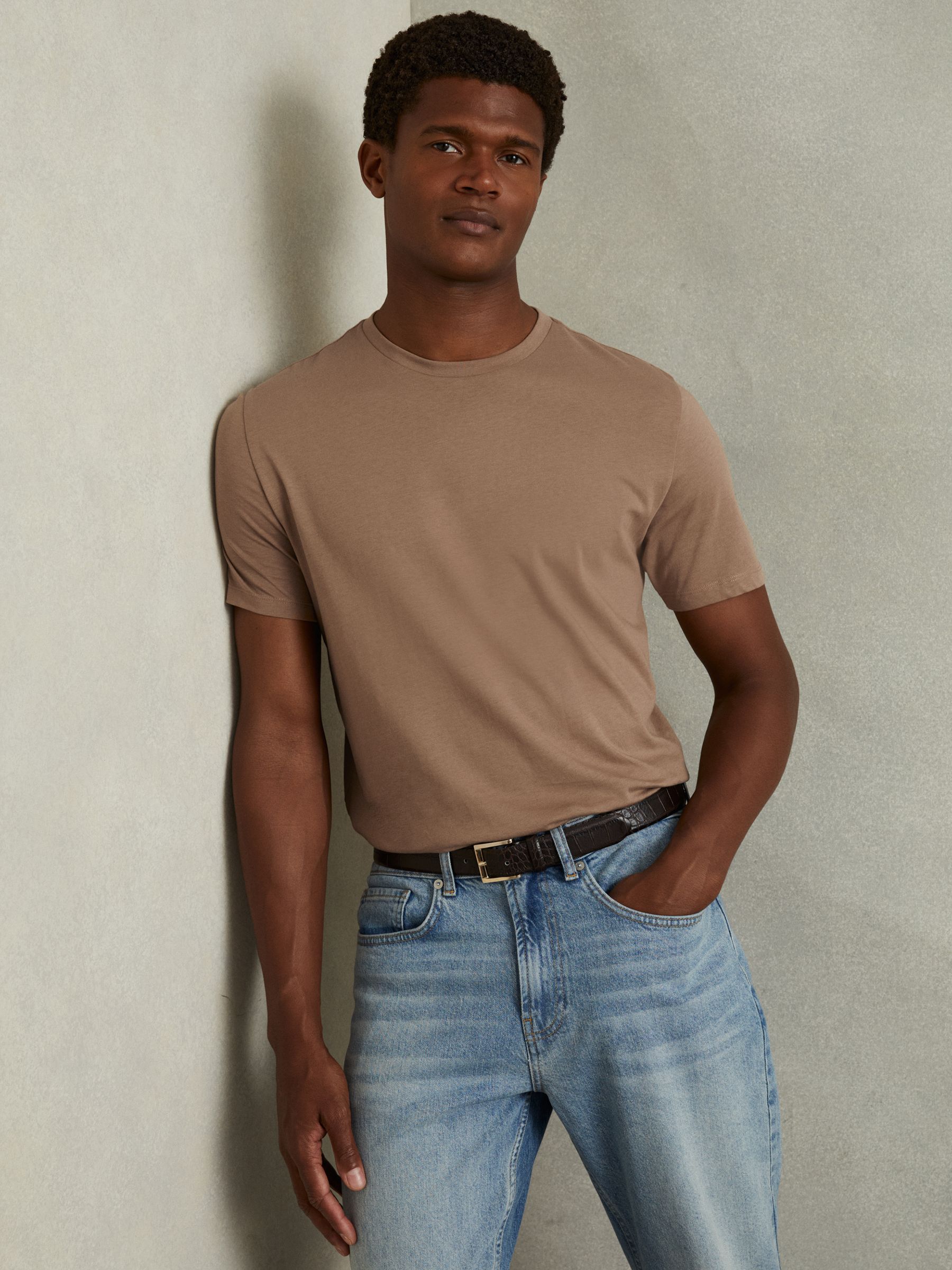 3-Pack of T-Shirts with Cotton in Camel/Pistachio/White - Image 5 of 8