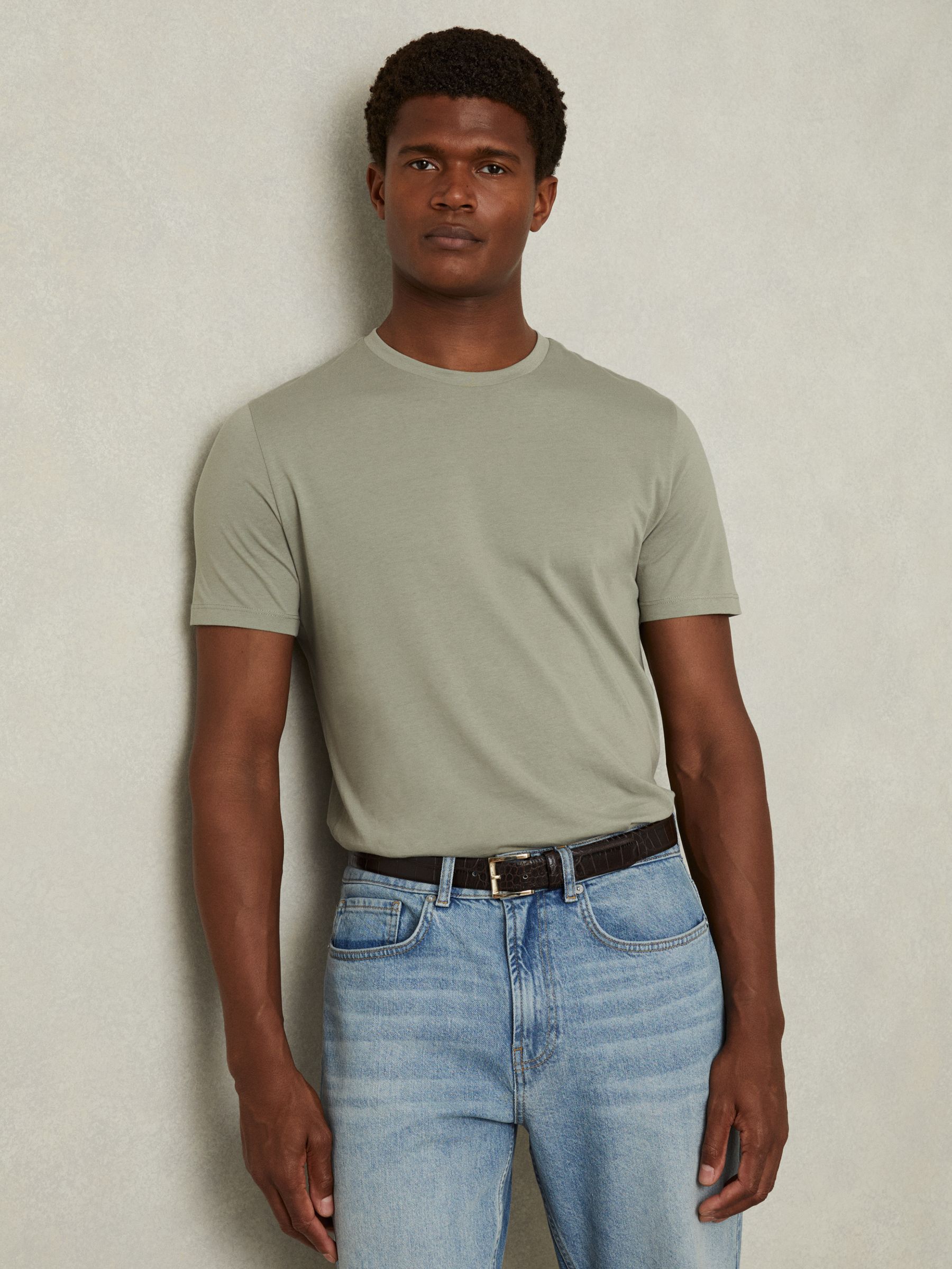 3-Pack of T-Shirts with Cotton in Camel/Pistachio/White - Image 7 of 8