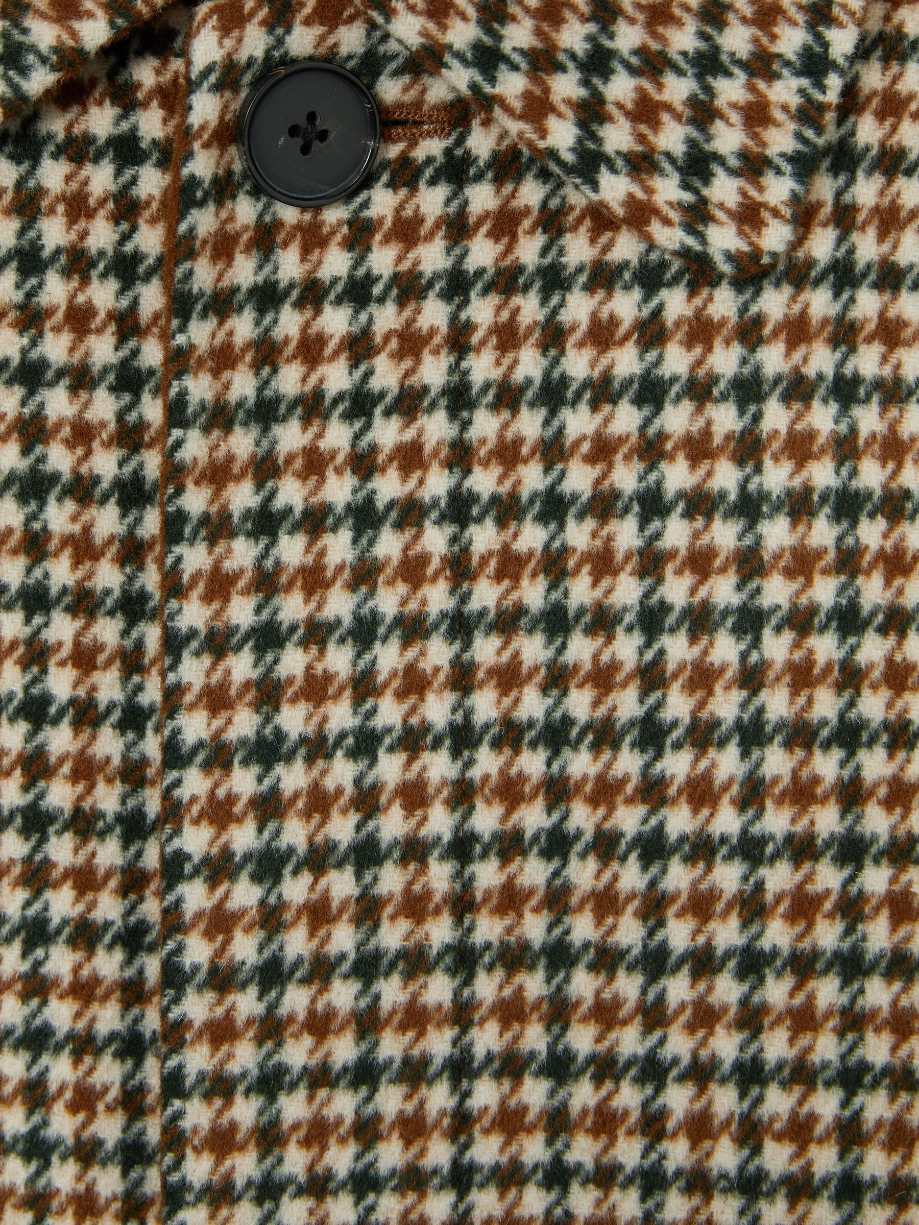 Wool Dogtooth Check Car Coat in Brown Multi - Image 7 of 8
