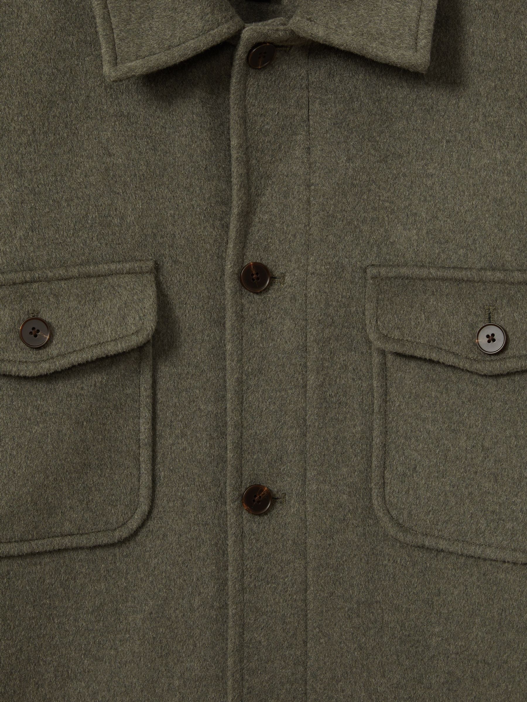 Wool-Blend Melton Overshirt in Green Smoke - Image 6 of 6