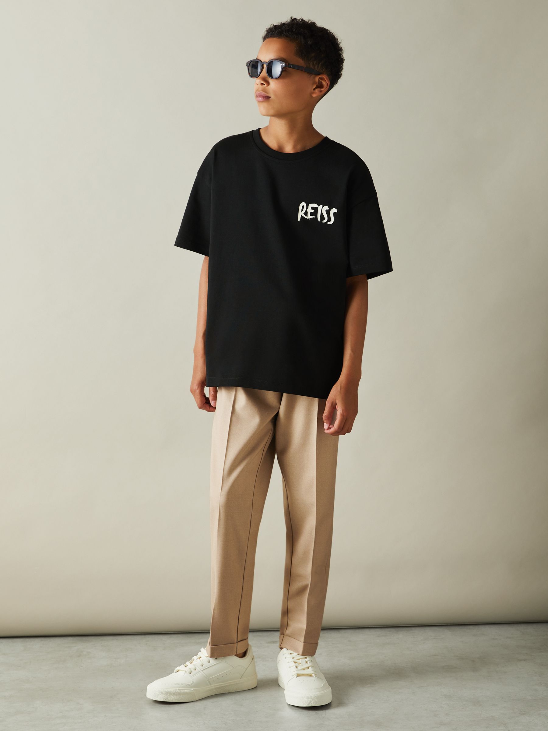 9-14 yrs Relaxed Elasticated Trousers with Turn-Ups in Soft Camel Brown - Image 2 of 5