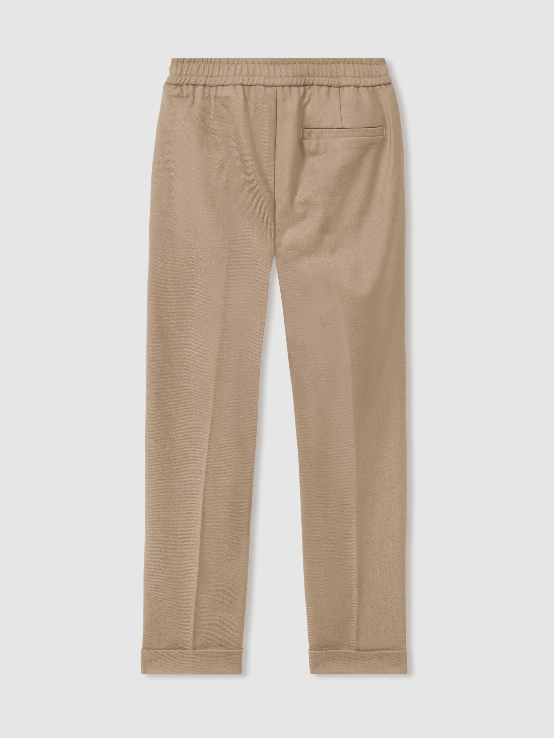 9-14 yrs Relaxed Elasticated Trousers with Turn-Ups in Soft Camel Brown - Image 3 of 5