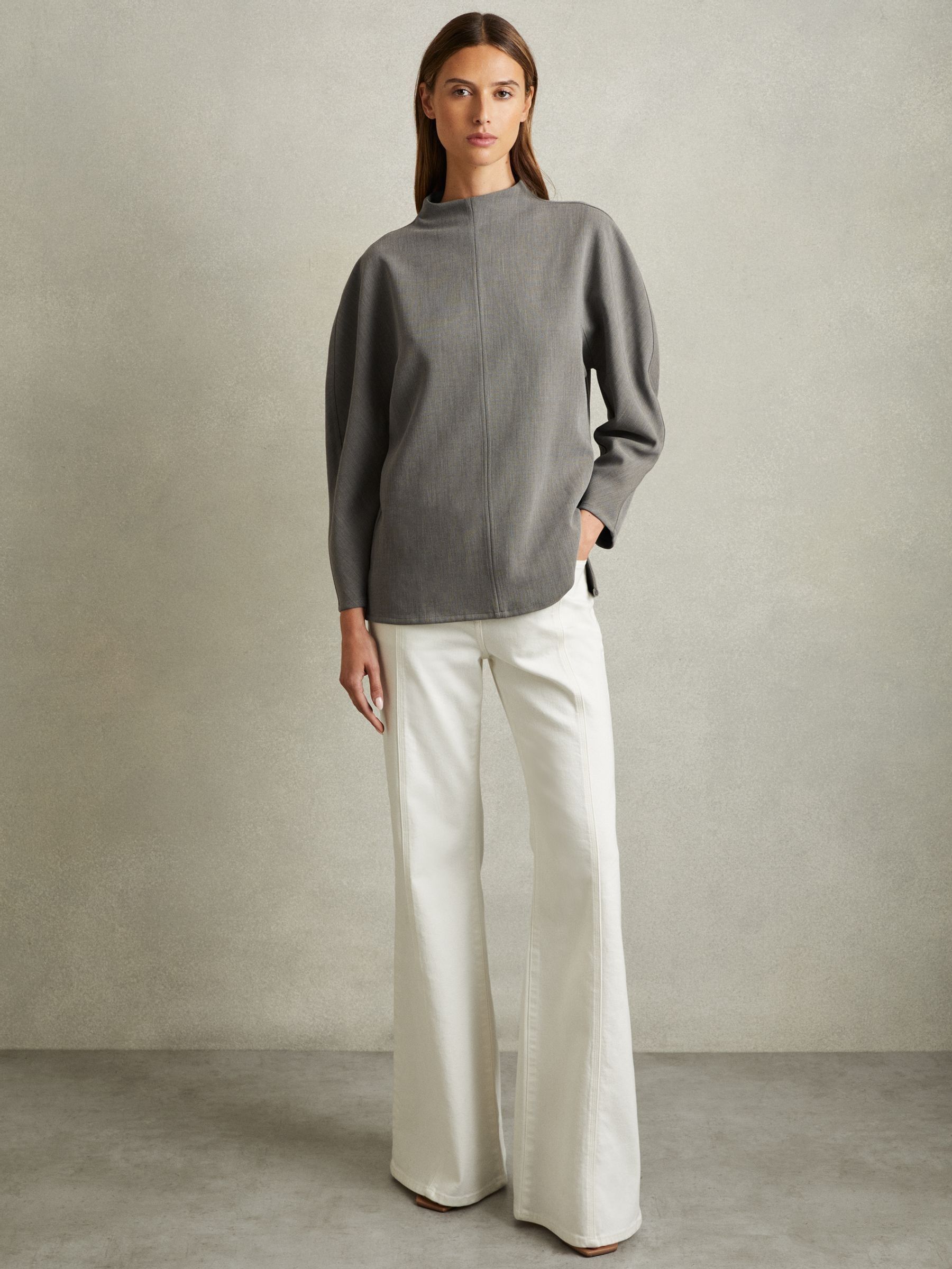 Sculpted High Neck Top in Grey - image 3