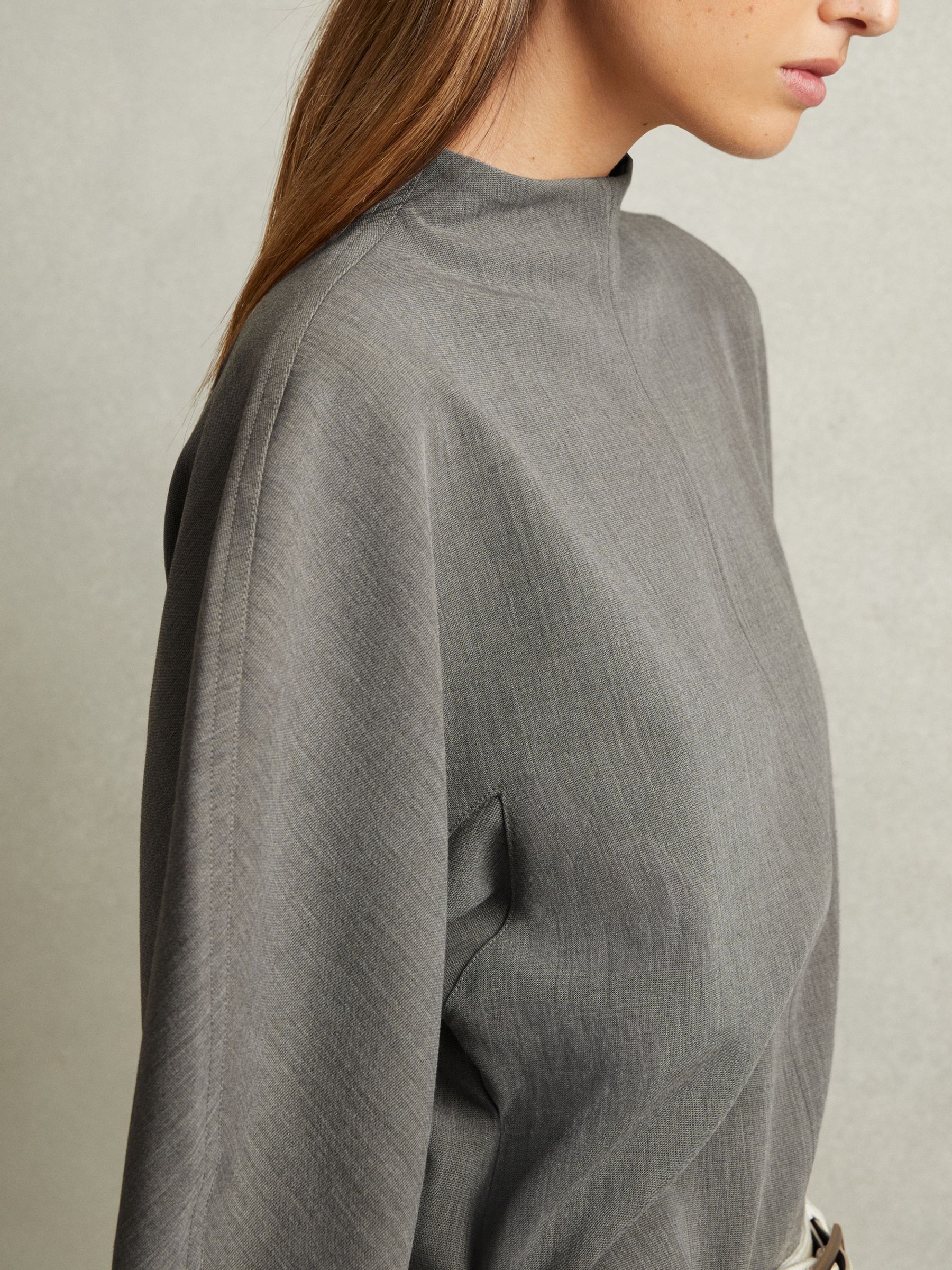 Sculpted High Neck Top in Grey - Image 4 of 6