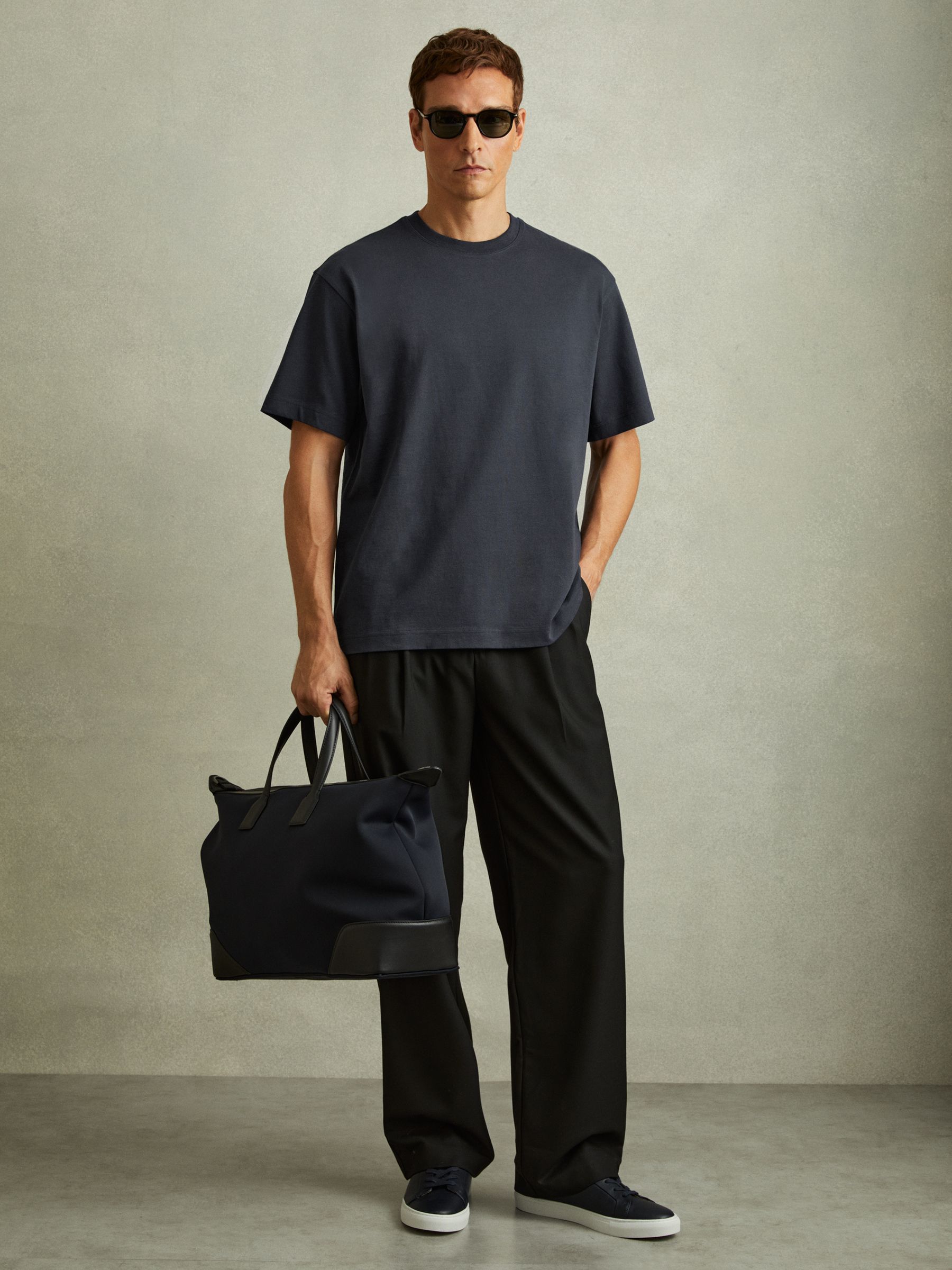 Oversized Garment Dye T-Shirt in Navy - Image 1 of 5