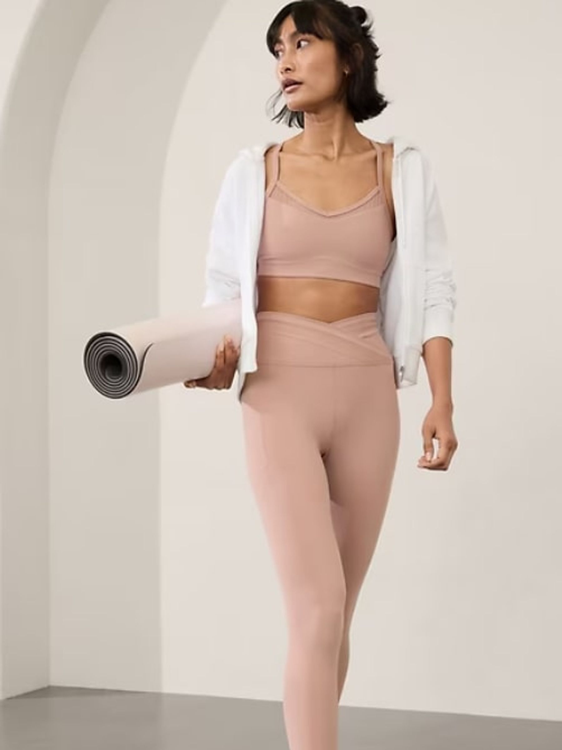 Athleta Pink Saluation High Waisted Crossover Pocket Leggings - Image 1 of 2