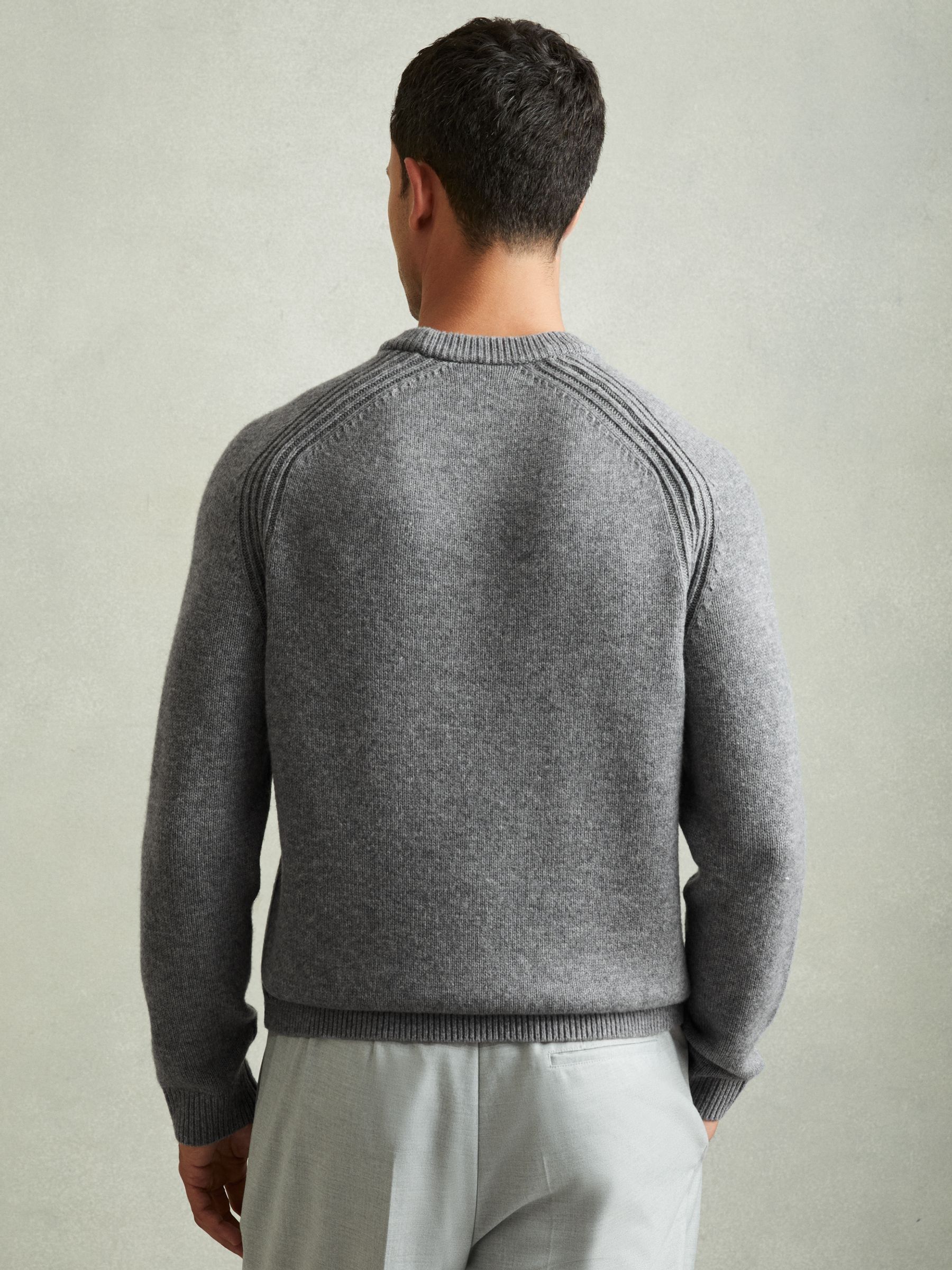 Wool-Blend Raglan-Sleeve Jumper in Mid Grey Melange - Image 5 of 6