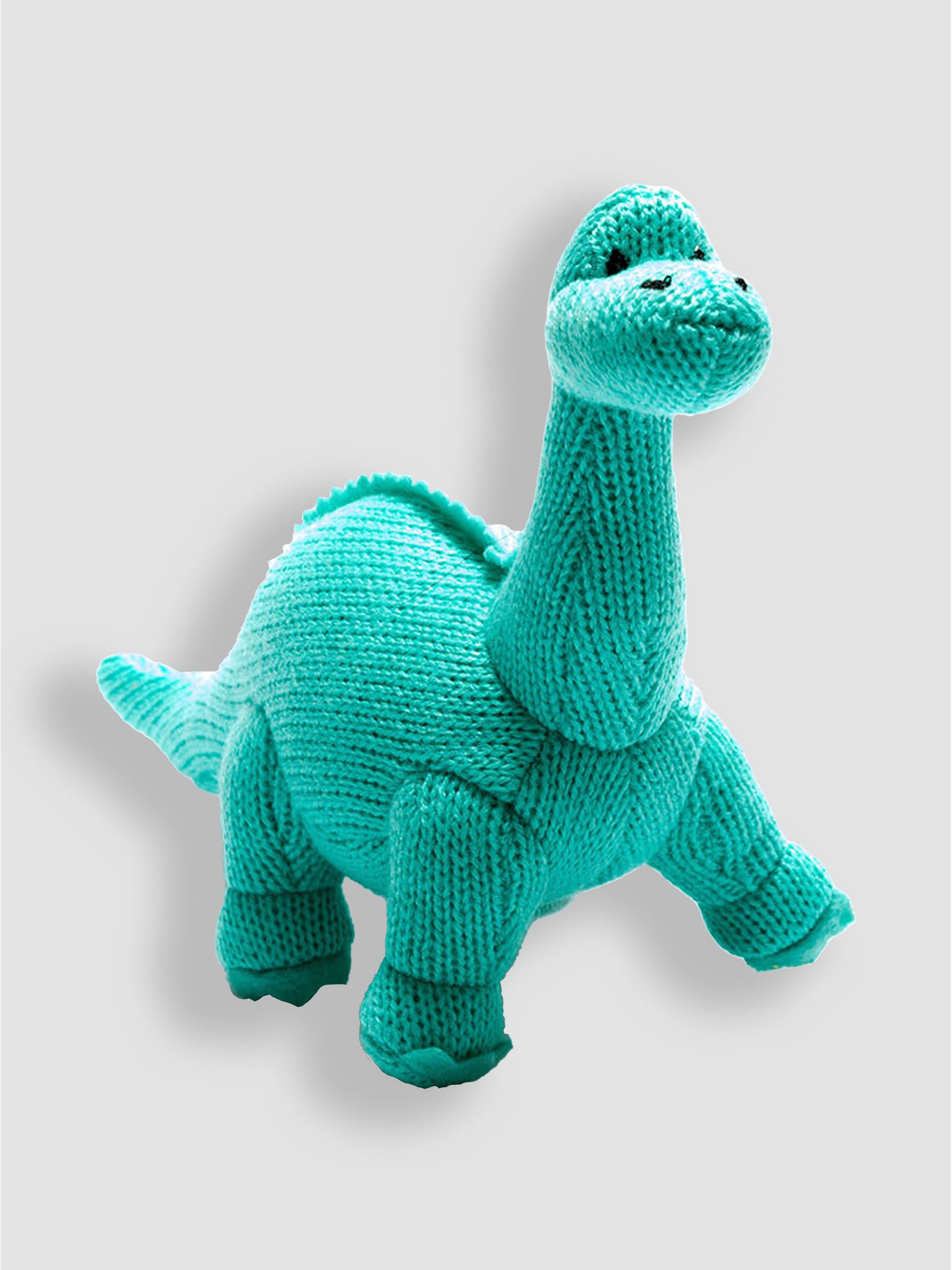 Turquoise Blue Best Years Knitted Diplodocus Rattle - Image 1 of 1