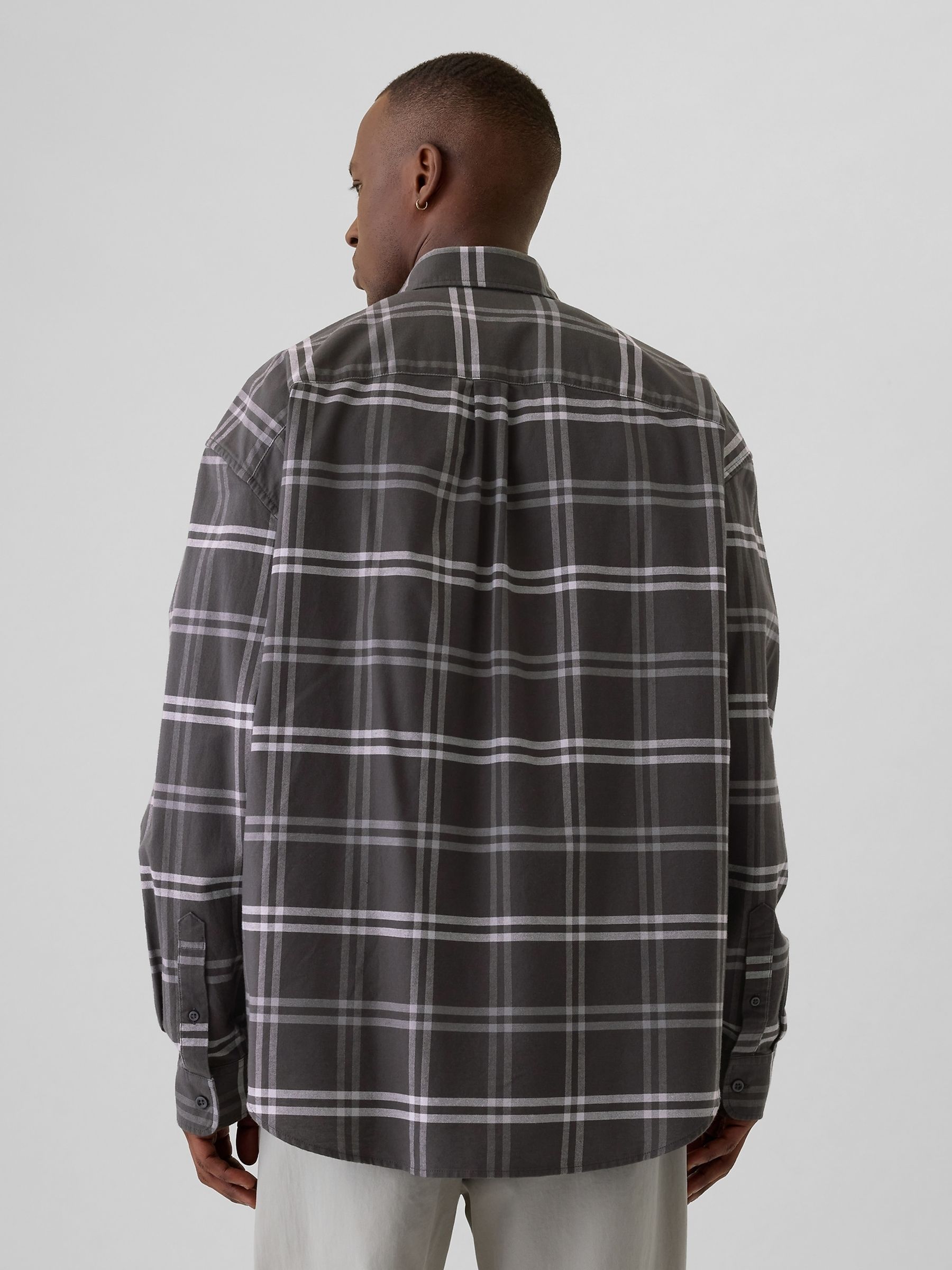 Dark Grey Check Bear Long Sleeve Oxford Shirt - Image 2 of 5