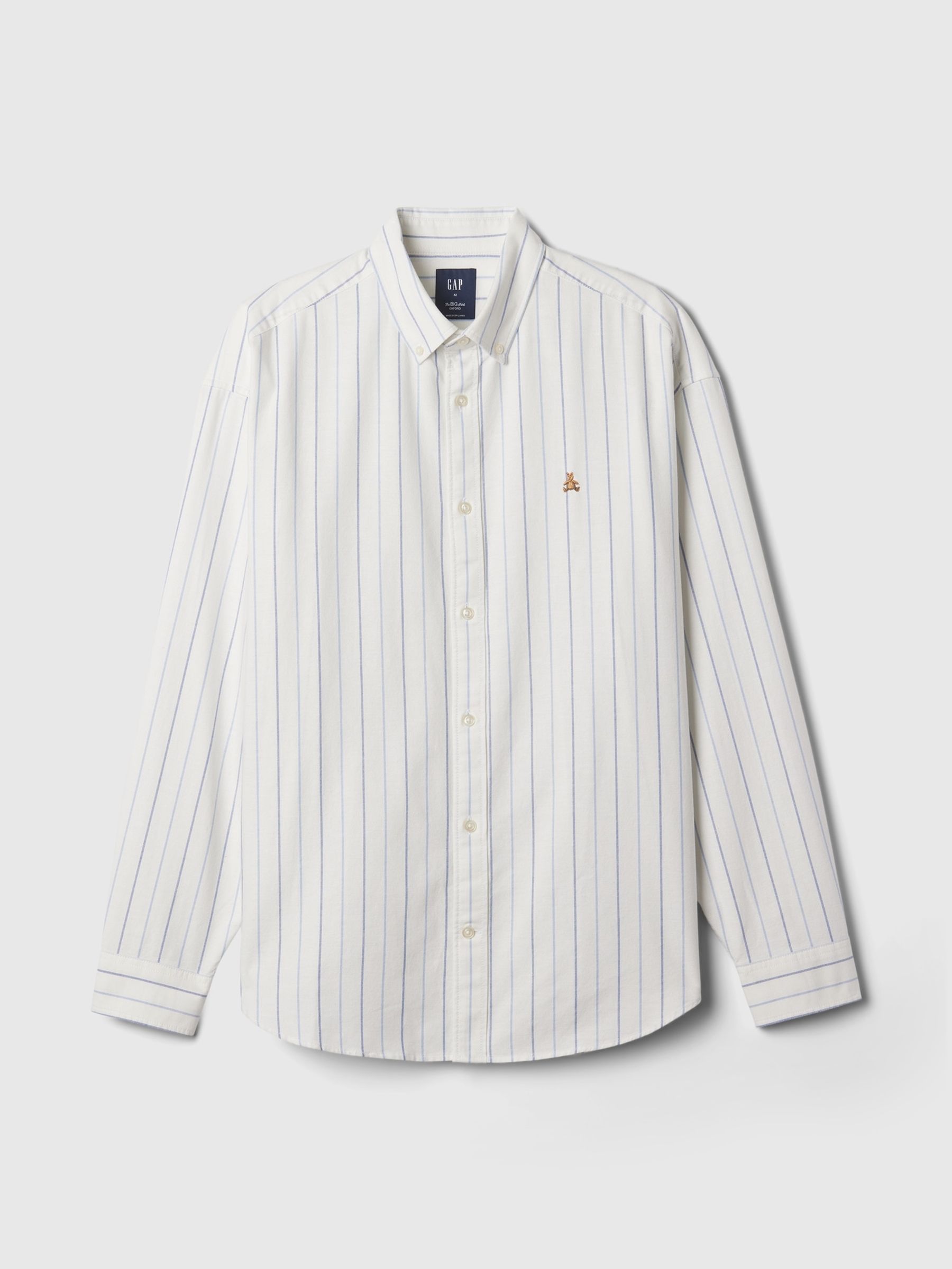 White Stripe Bear Long Sleeve Oxford Shirt - Image 5 of 5