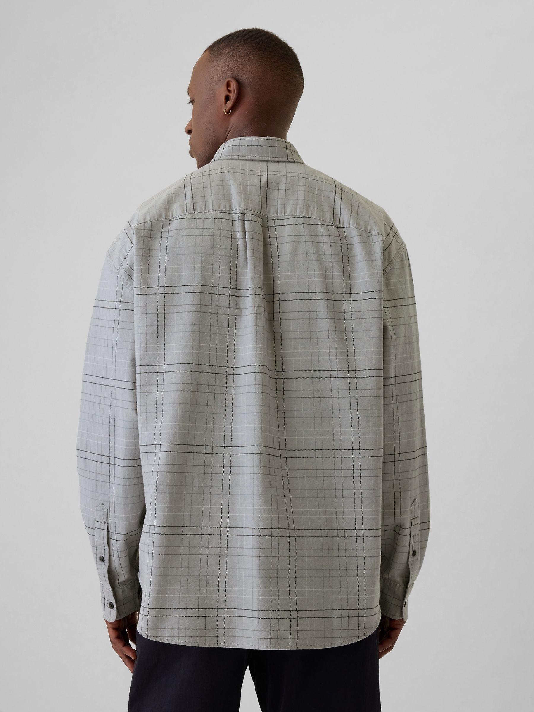Light Grey Check Bear Long Sleeve Oxford Shirt - Image 2 of 5