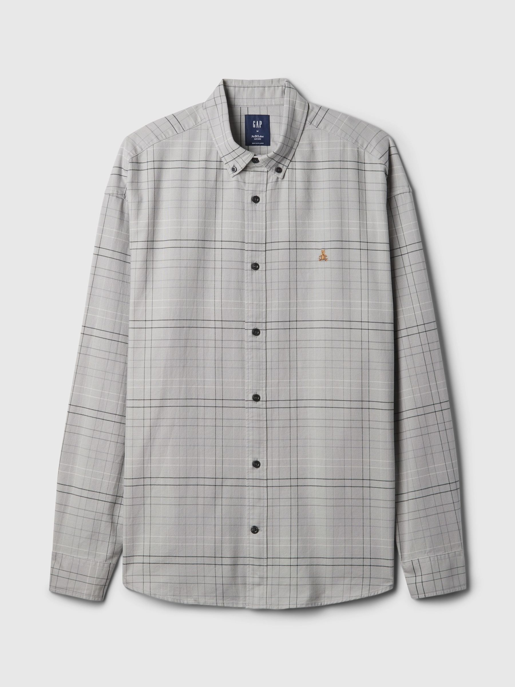 Light Grey Check Bear Long Sleeve Oxford Shirt - Image 5 of 5