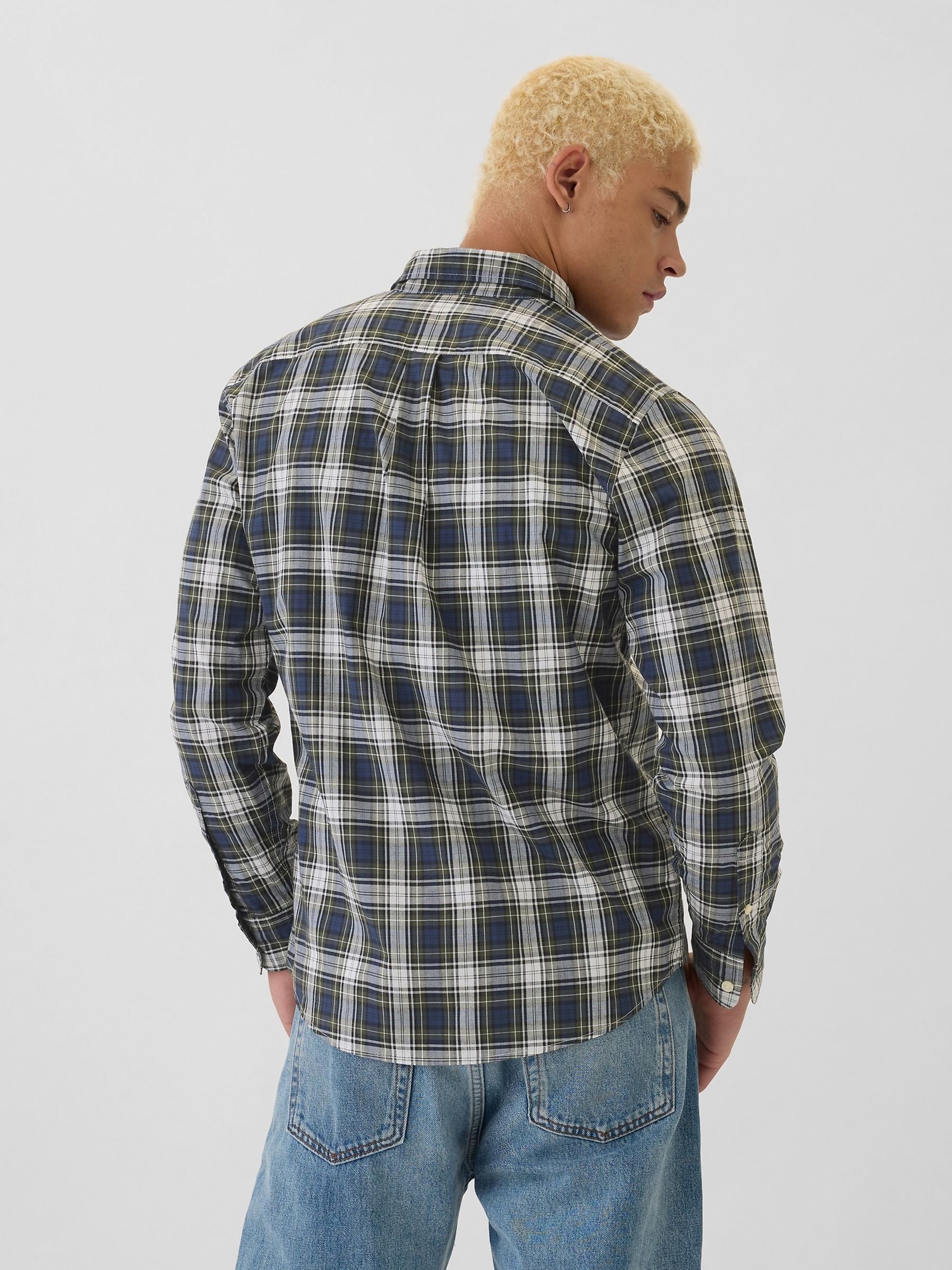 Blue Regular Fit Long Sleeve Poplin Shirt - Image 2 of 5