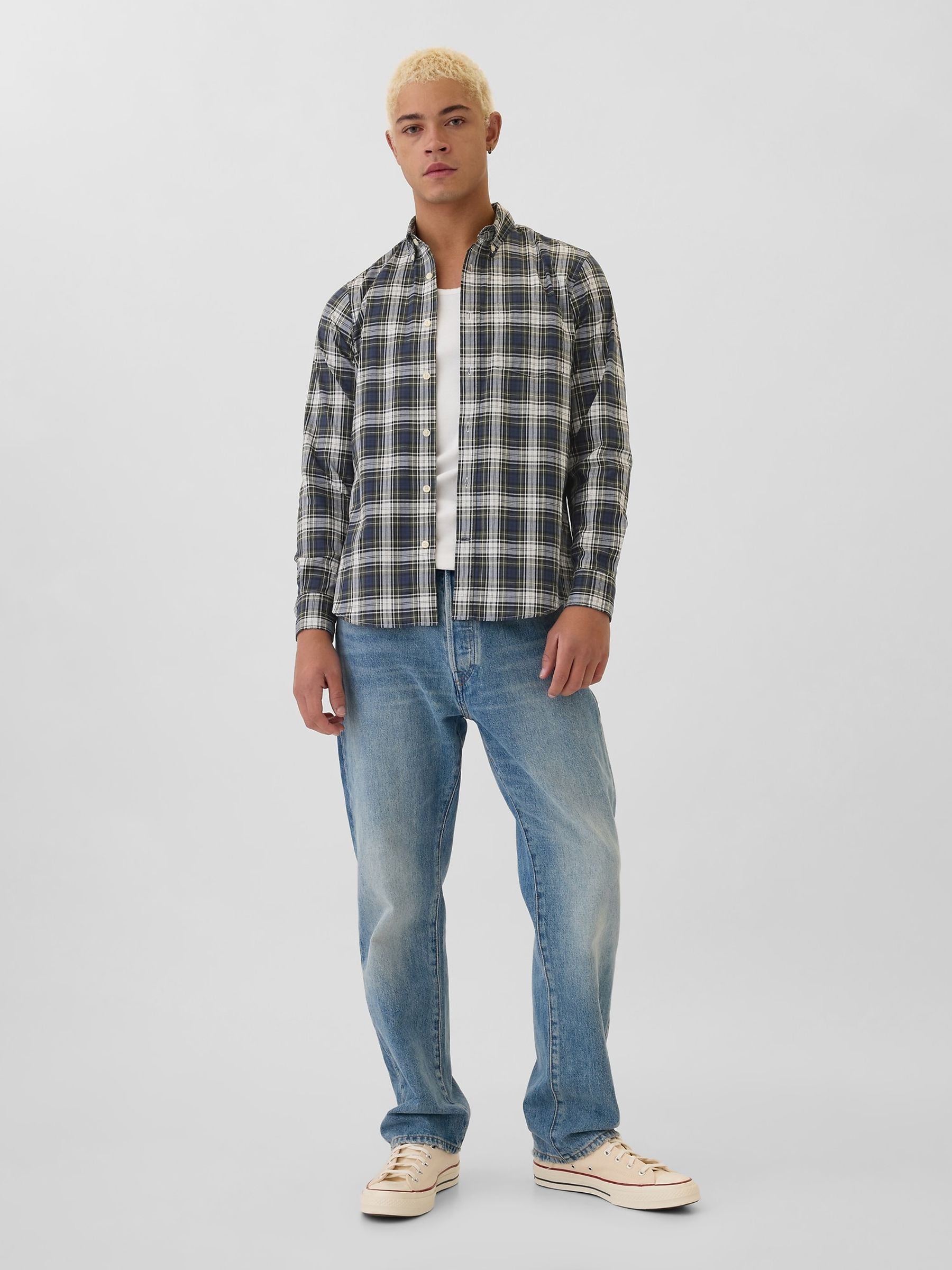 Blue Regular Fit Long Sleeve Poplin Shirt - Image 3 of 5
