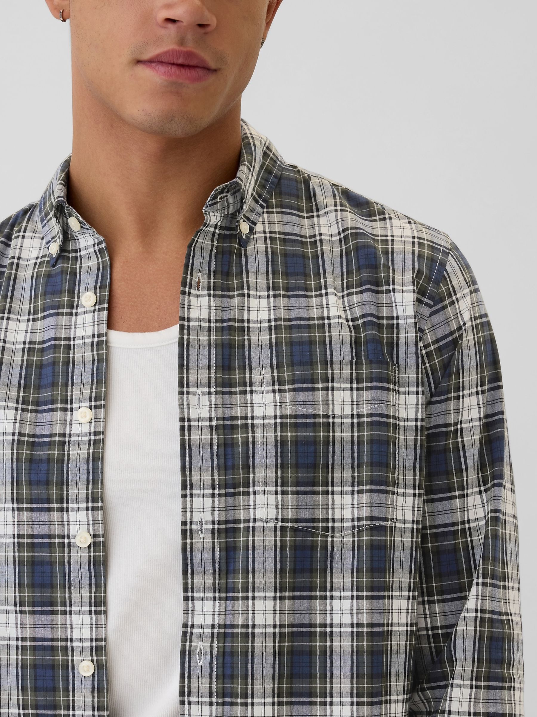 Blue Regular Fit Long Sleeve Poplin Shirt - Image 4 of 5