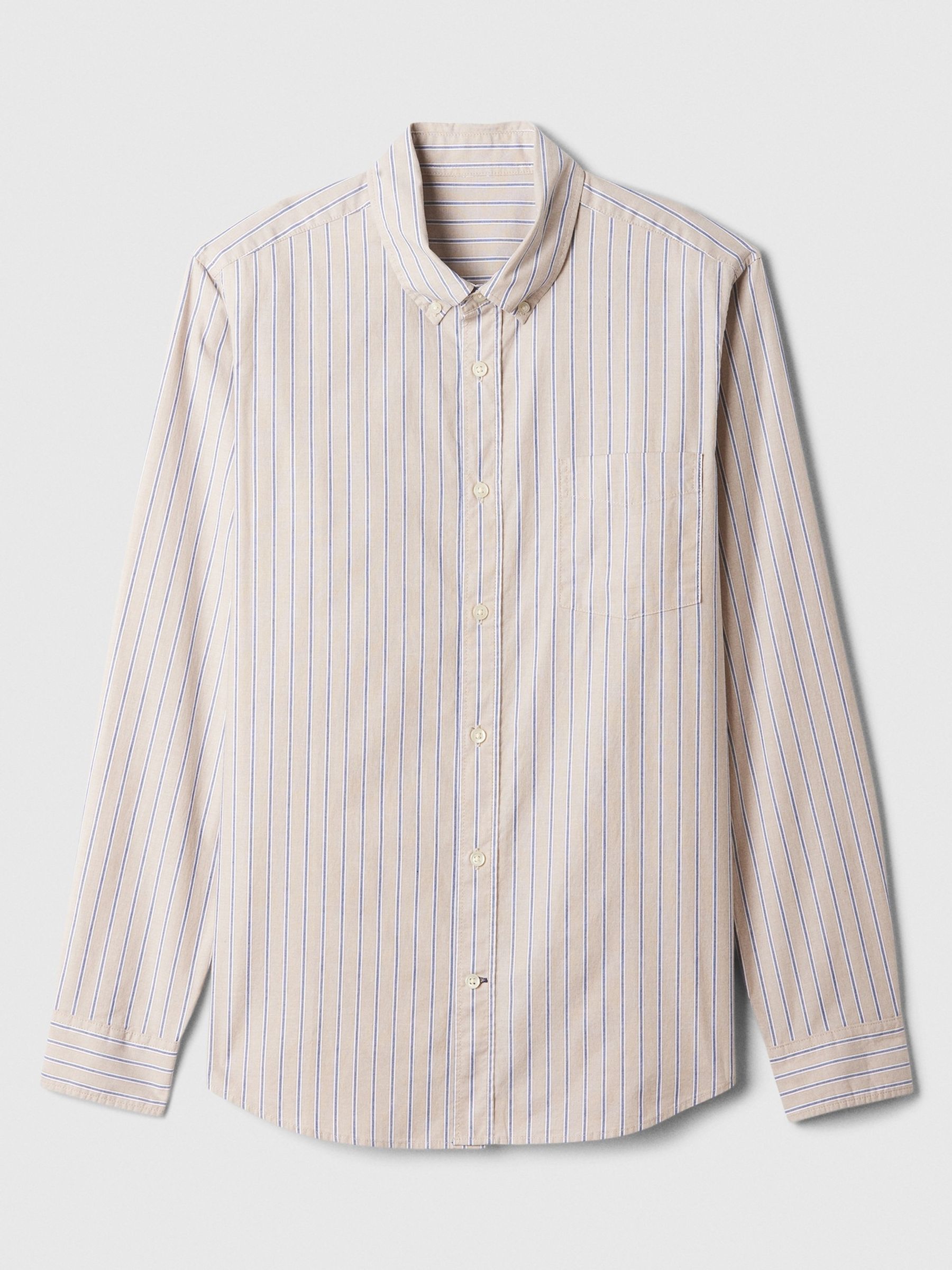 Cream & Blue Regular Fit Long Sleeve Poplin Shirt - Image 5 of 5