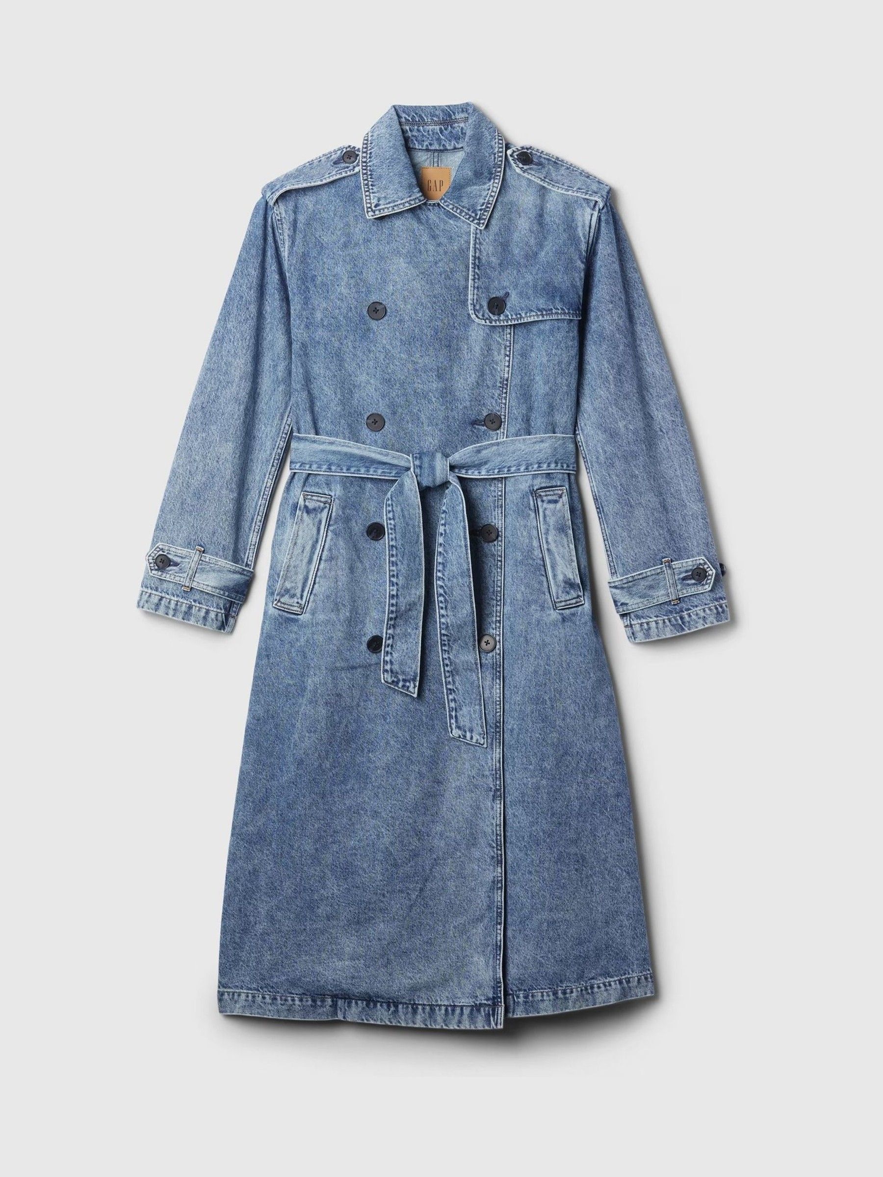 Blue Longline Denim Trench Jacket - Image 5 of 5
