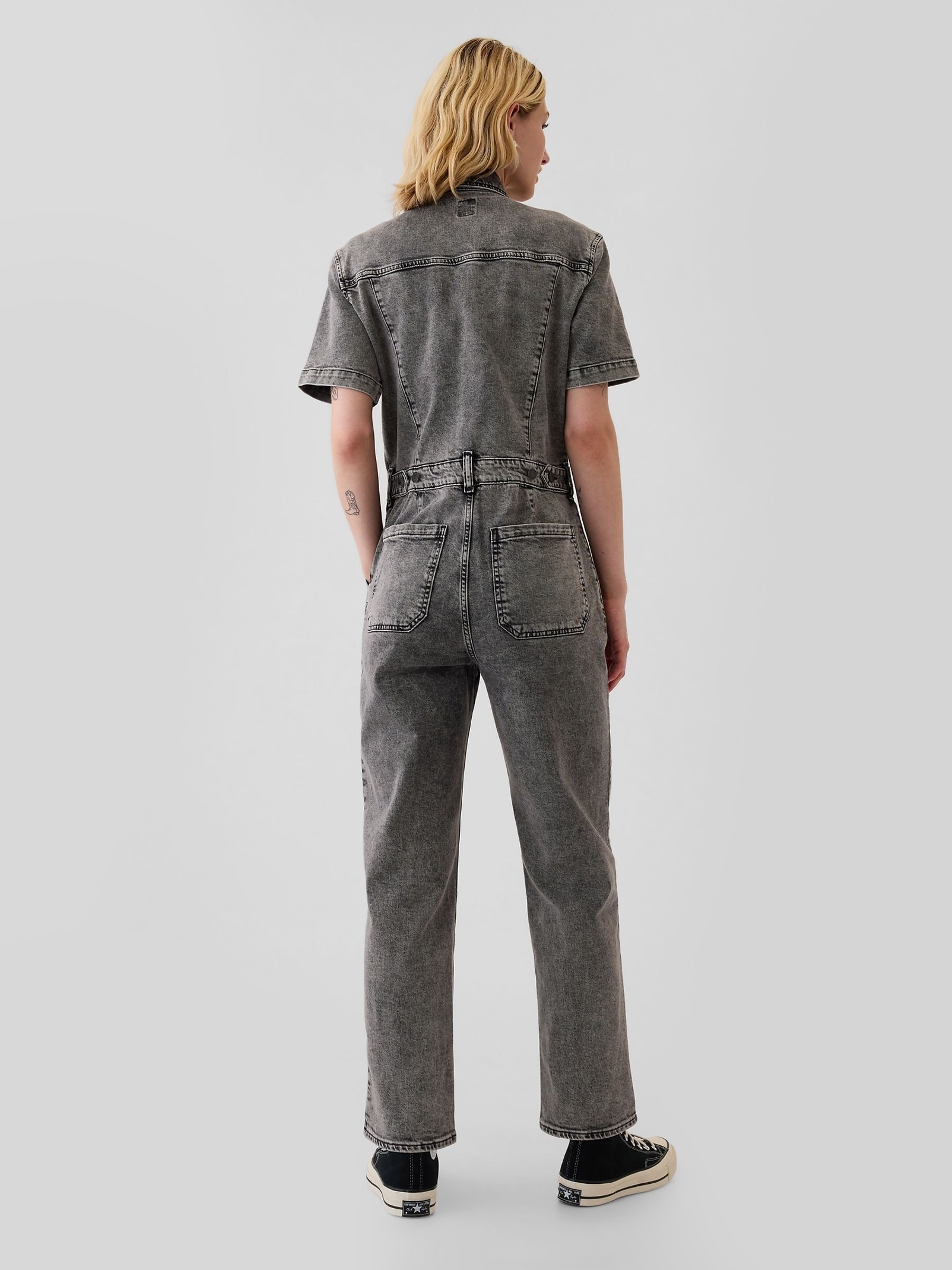 Black Denim Jumpsuit - Image 2 of 5