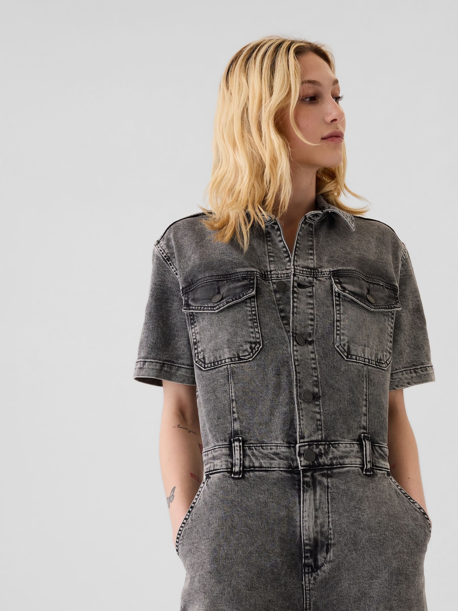 Black Denim Jumpsuit - Image 4 of 5