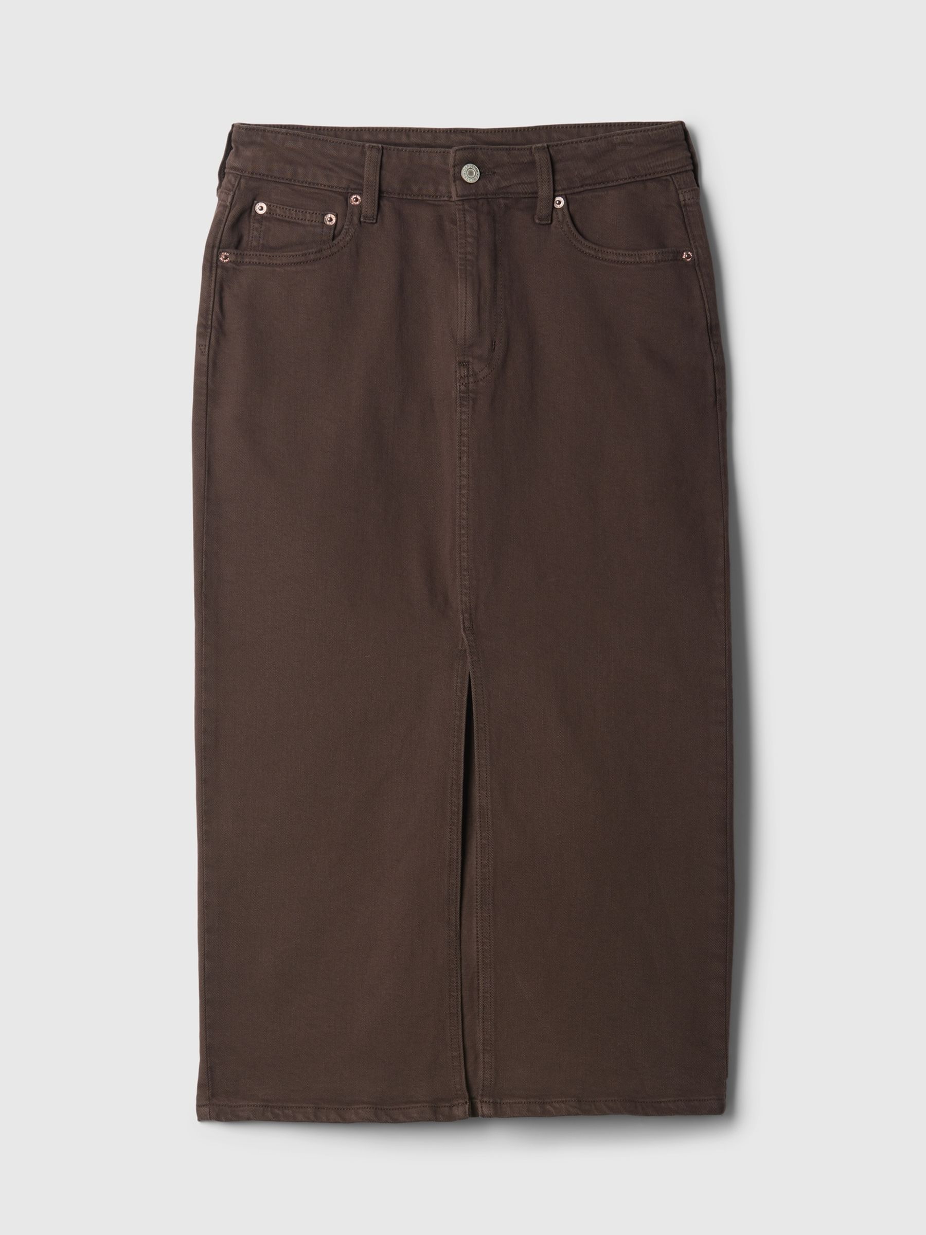 Brown Denim Midi Skirt - Image 5 of 5