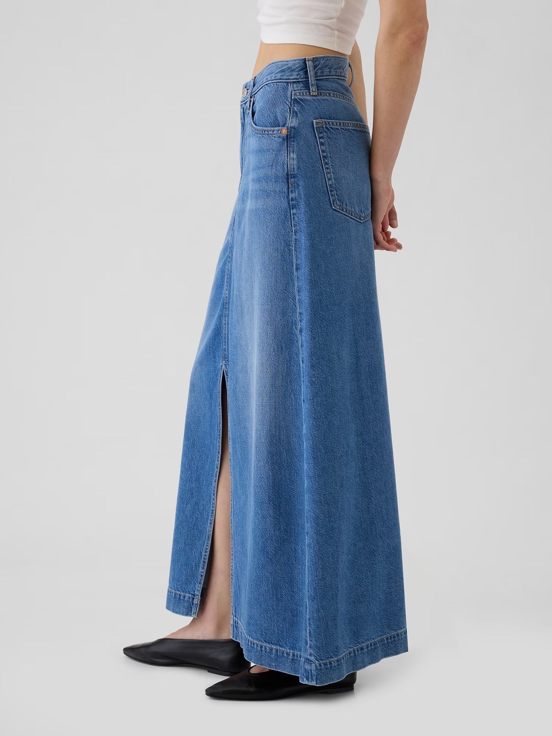 Blue UltraSoft Denim Maxi Skirt - Image 3 of 5