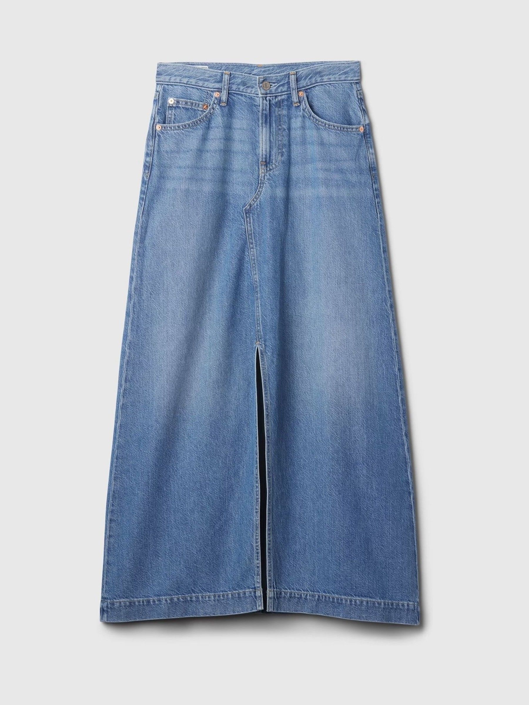 Blue UltraSoft Denim Maxi Skirt - Image 5 of 5