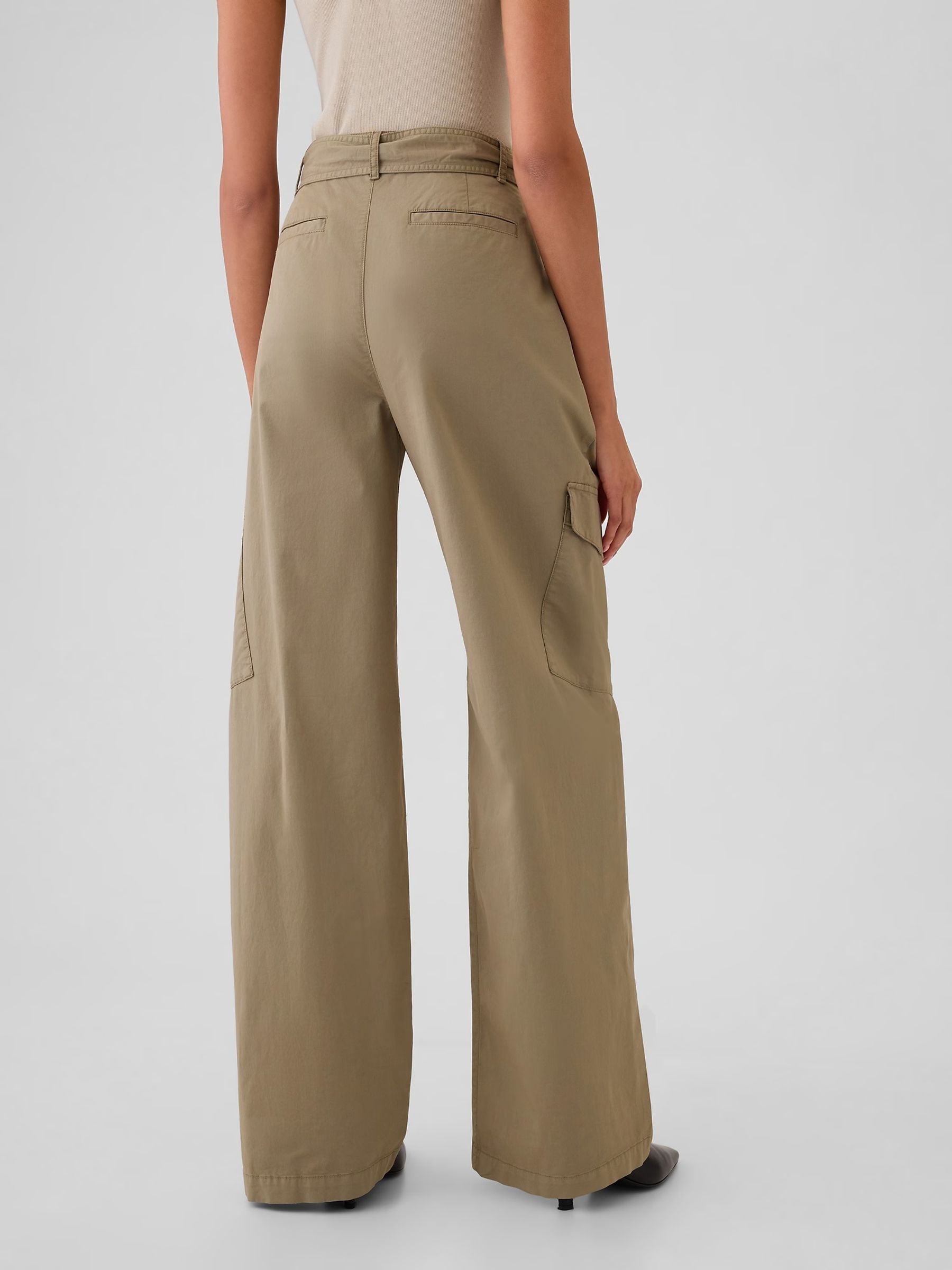 Brown High Waisted Baggy Cargo Trousers - Image 3 of 7