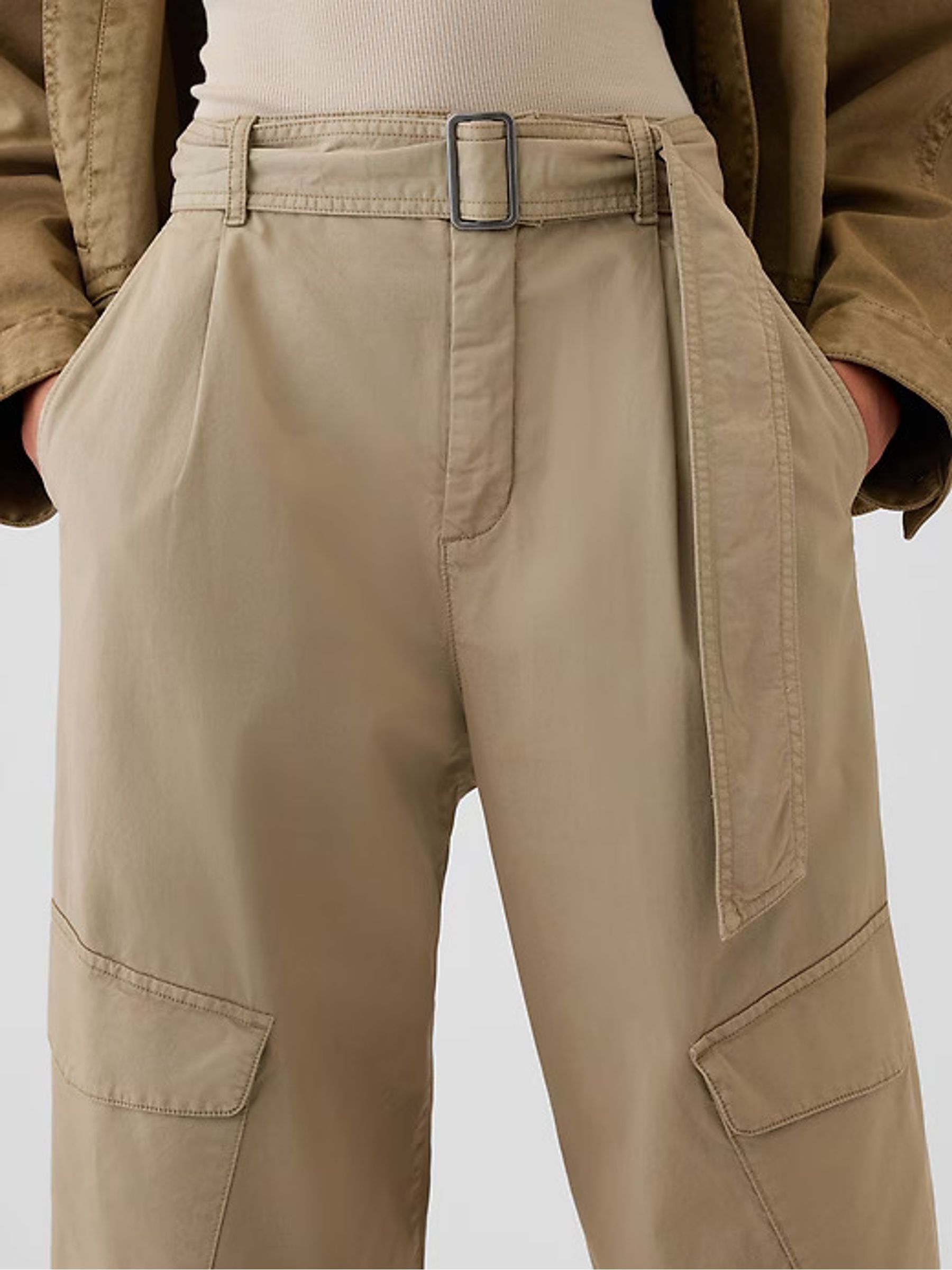 Brown High Waisted Baggy Cargo Trousers - Image 6 of 7