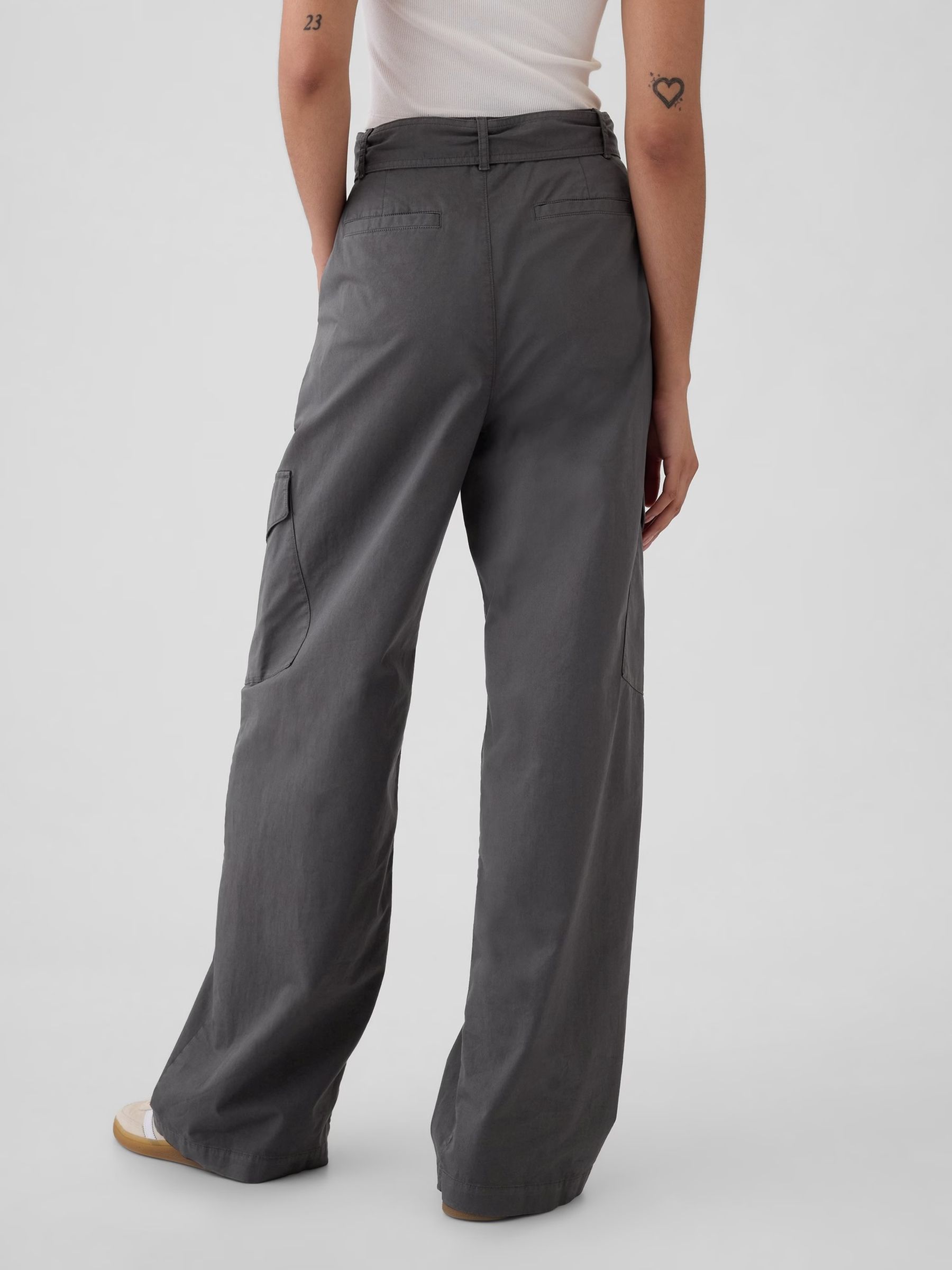 Grey High Waisted Baggy Cargo Trousers - Image 3 of 4