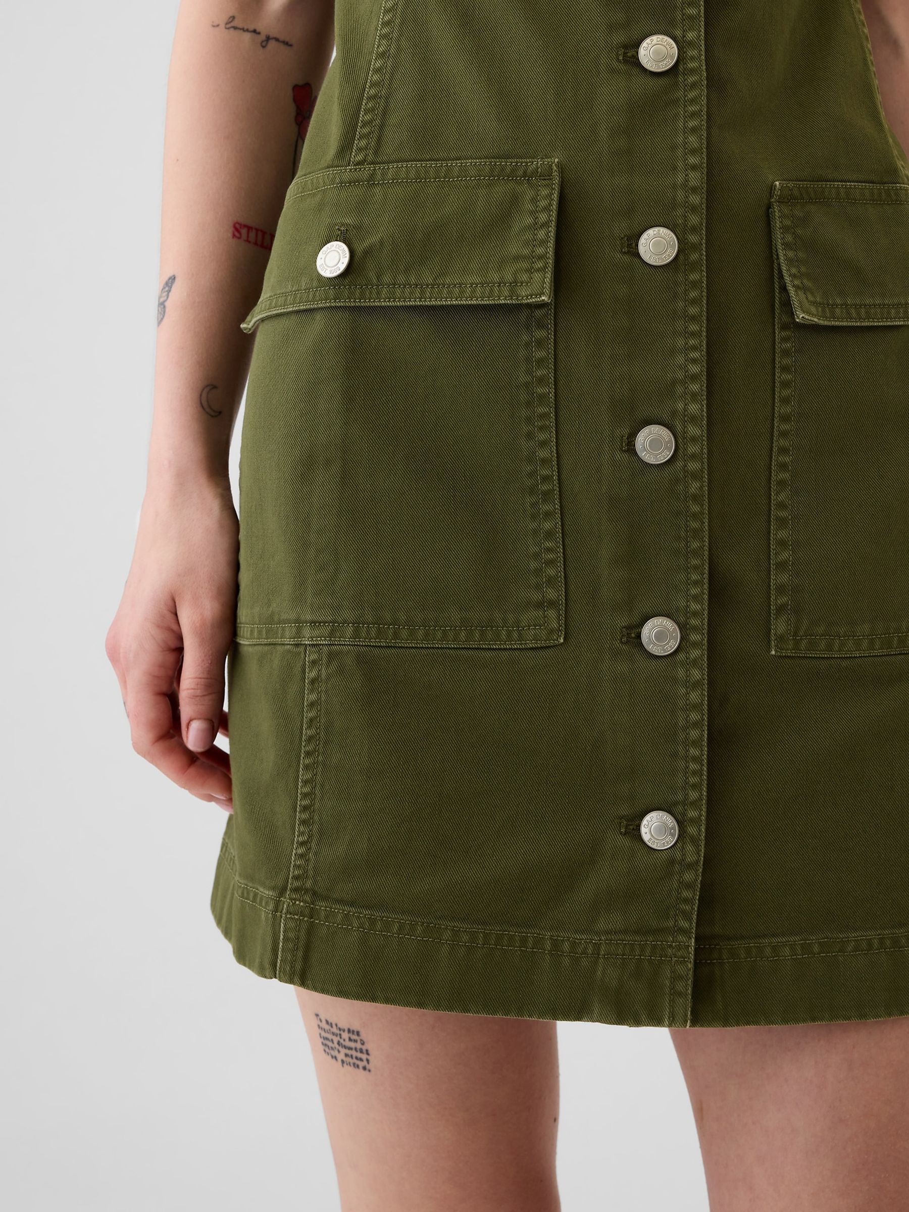 Green Utility Button Mini Dress - Image 5 of 5