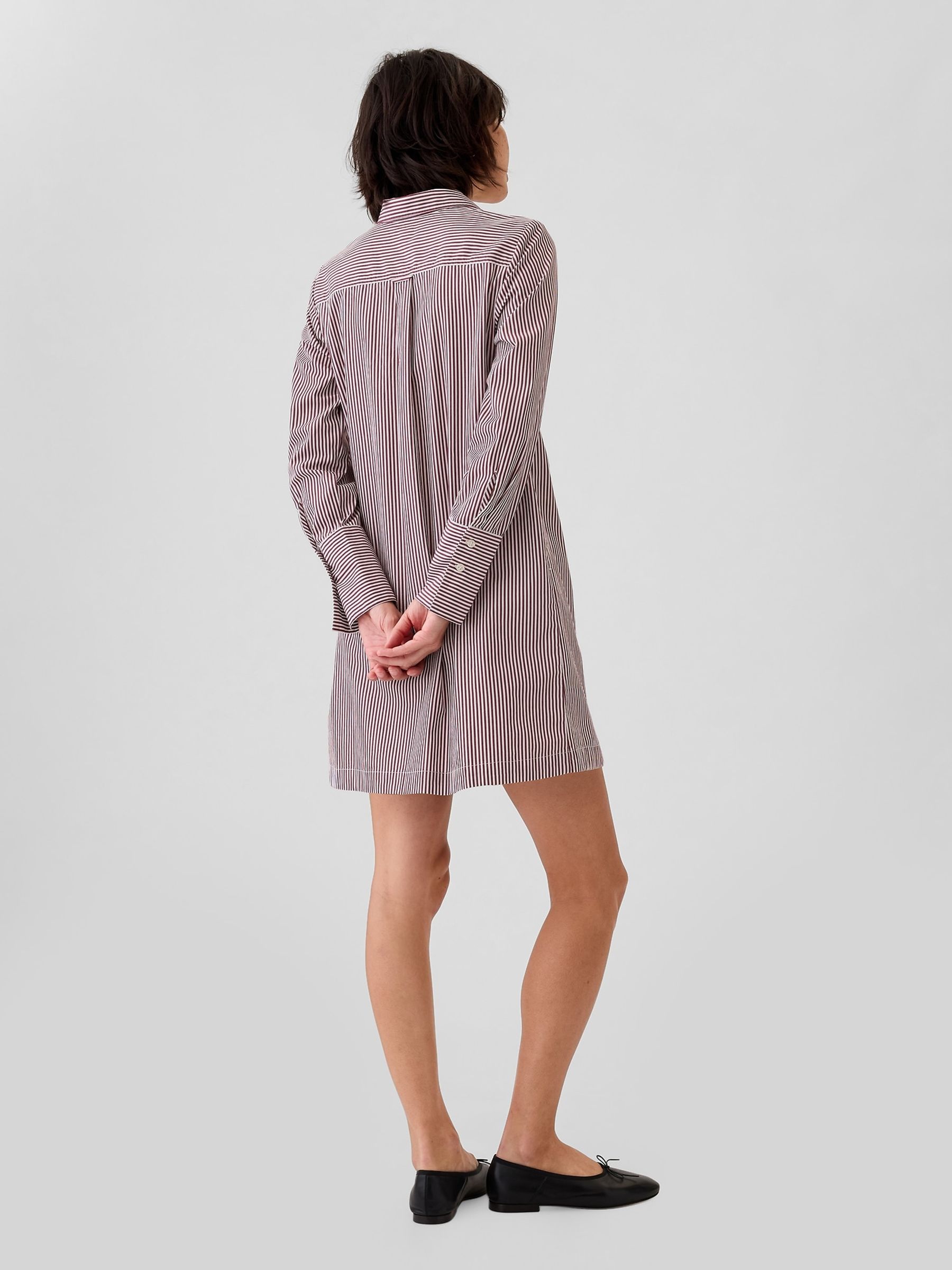 Red Cotton Mini Shirt Dress - Image 2 of 5