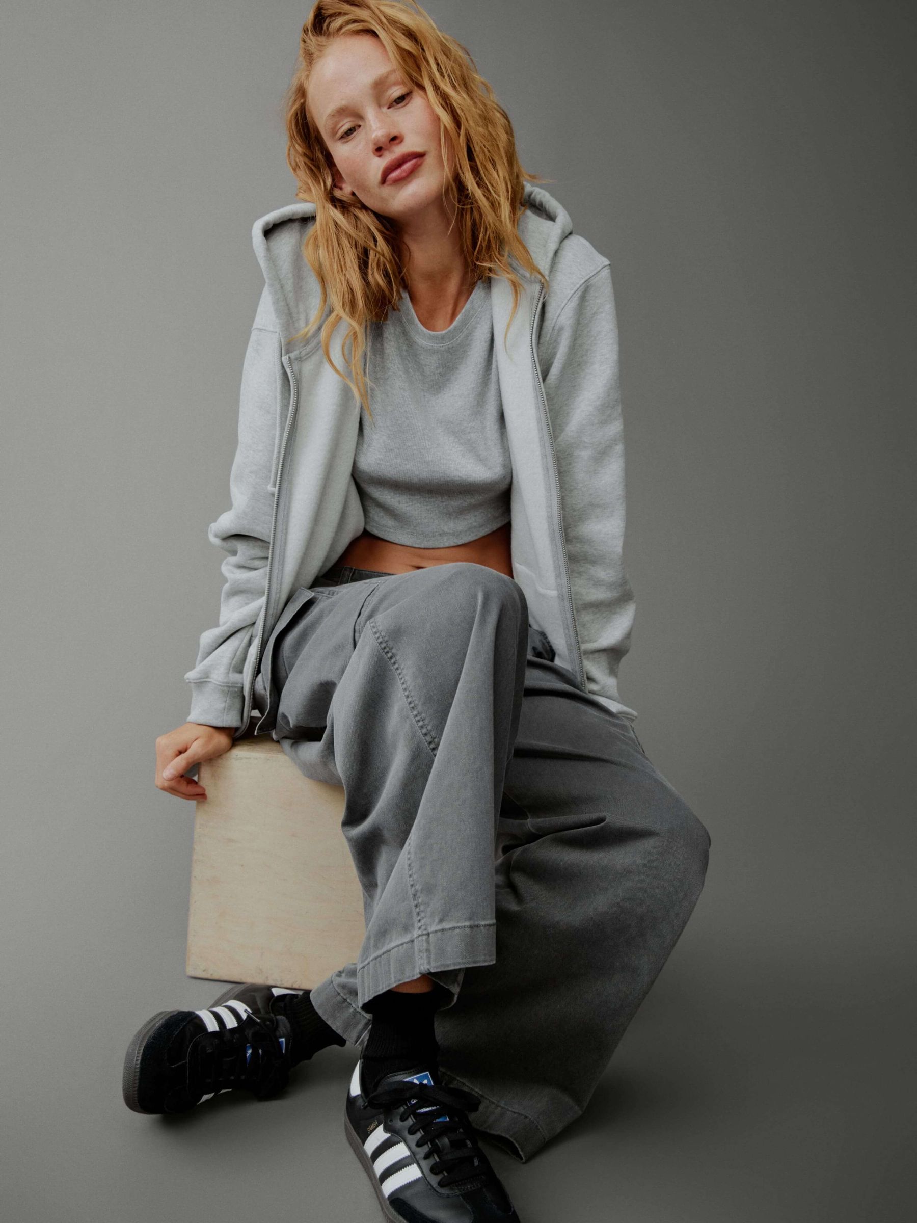 Grey Mid Rise Cotton Baggy Cargo Trousers - Image 2 of 8