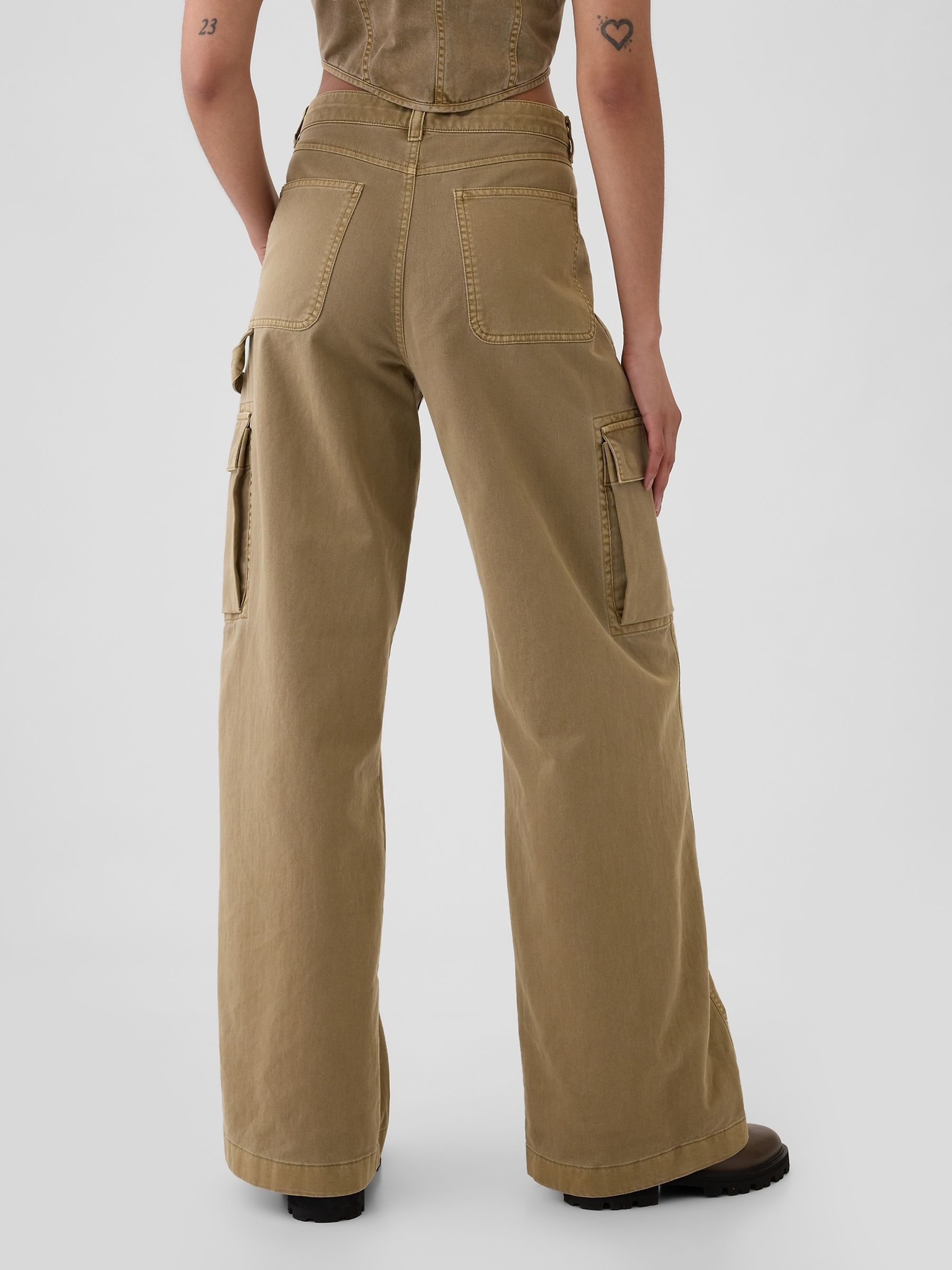 Brown Mid Rise Cotton Baggy Cargo Trousers - Image 2 of 6