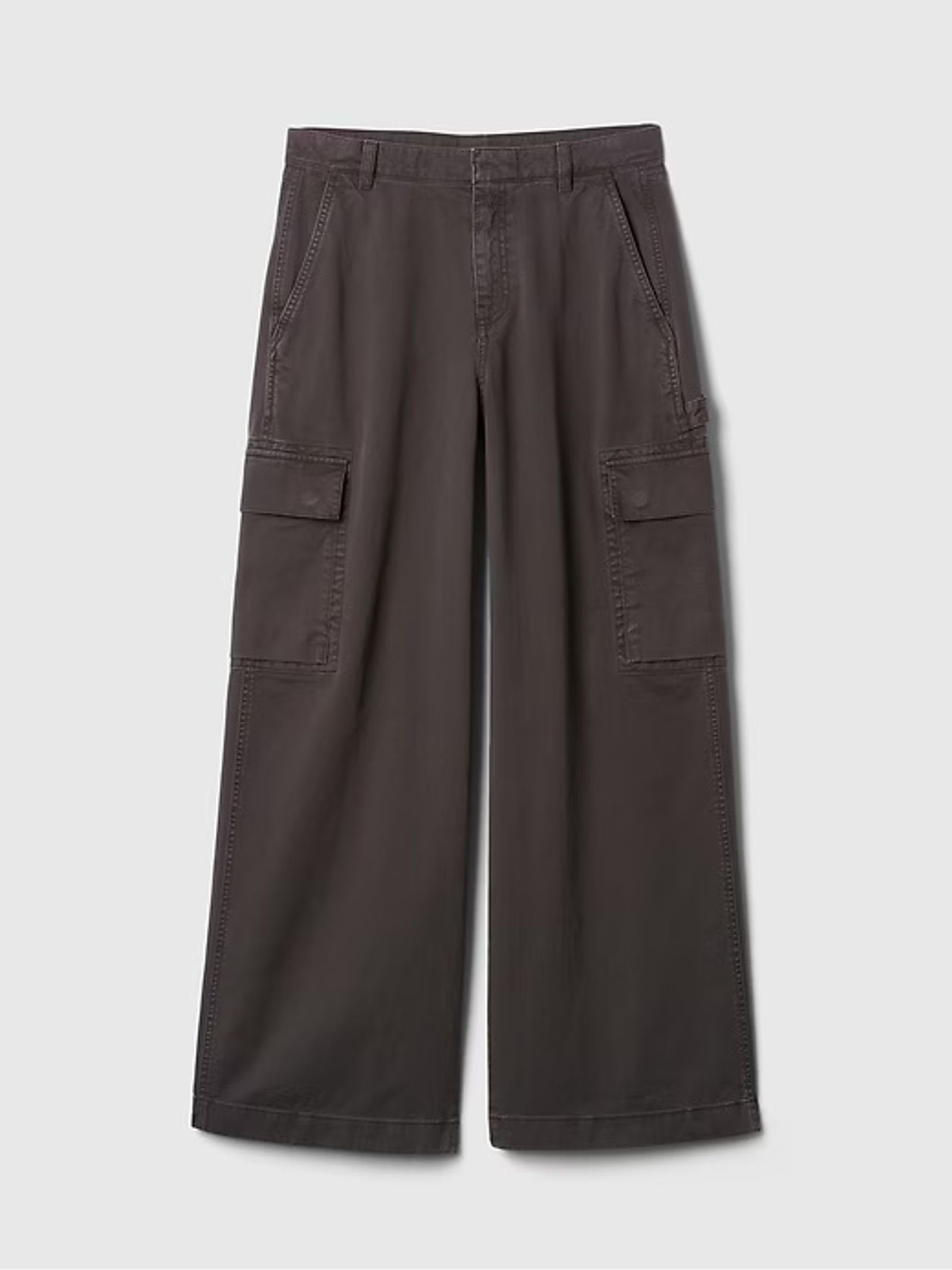 Dark Brown Mid Rise Cotton Baggy Cargo Trousers - Image 6 of 6