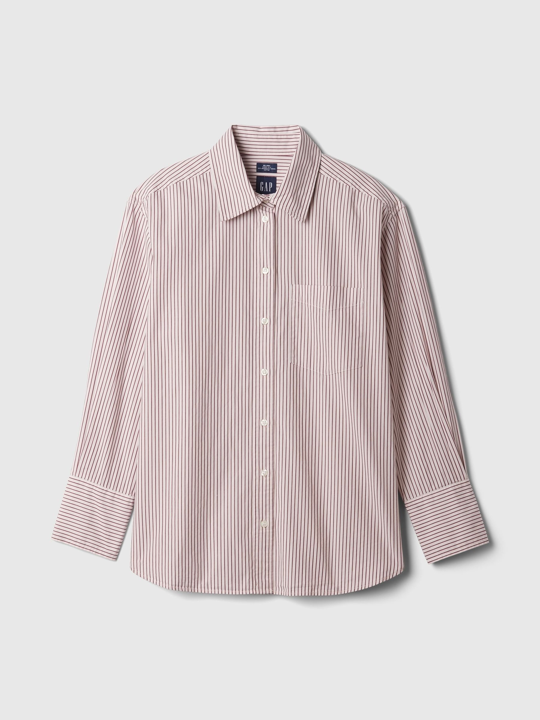 Red Cotton Oversized Stripe Shirt - Image 5 of 5