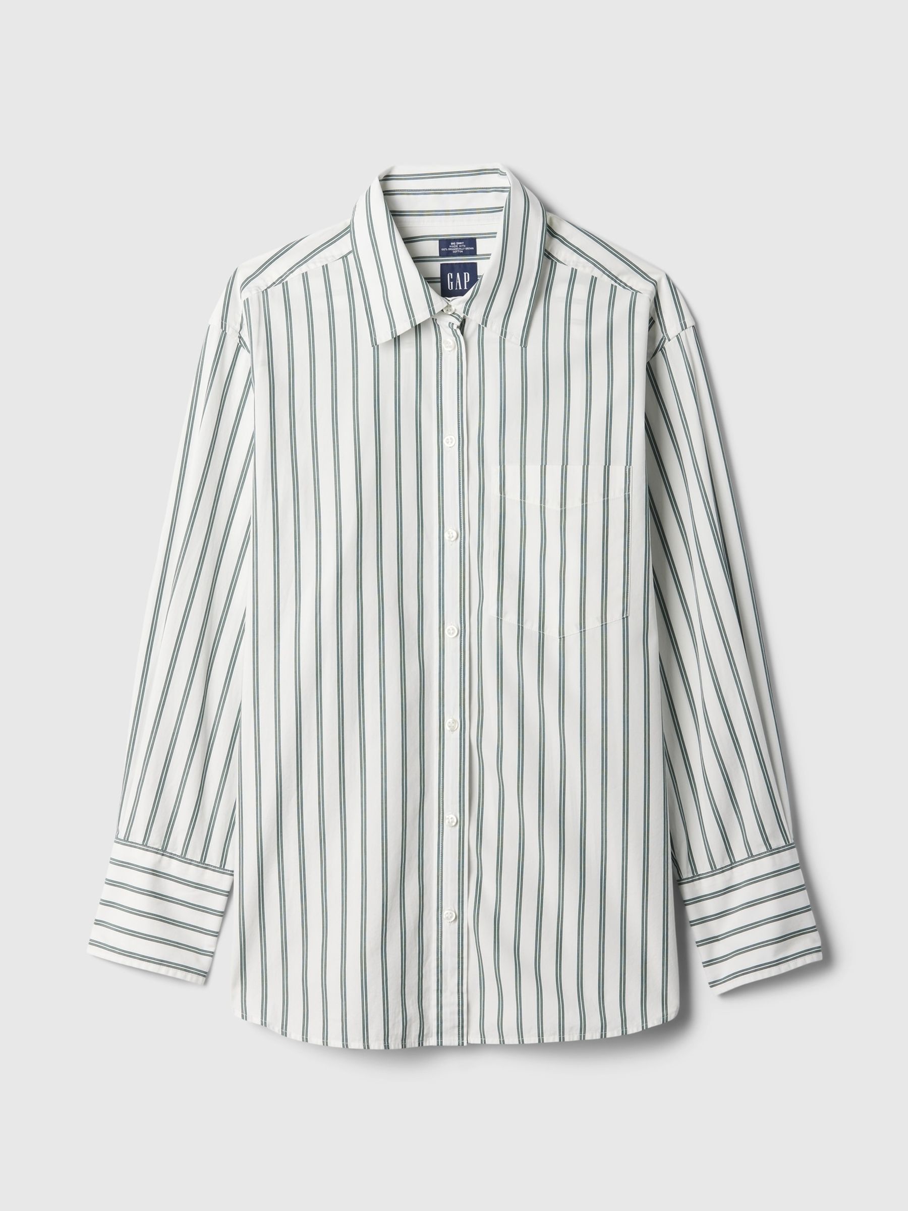 Green Cotton Oversized Stripe Shirt - Image 4 of 4