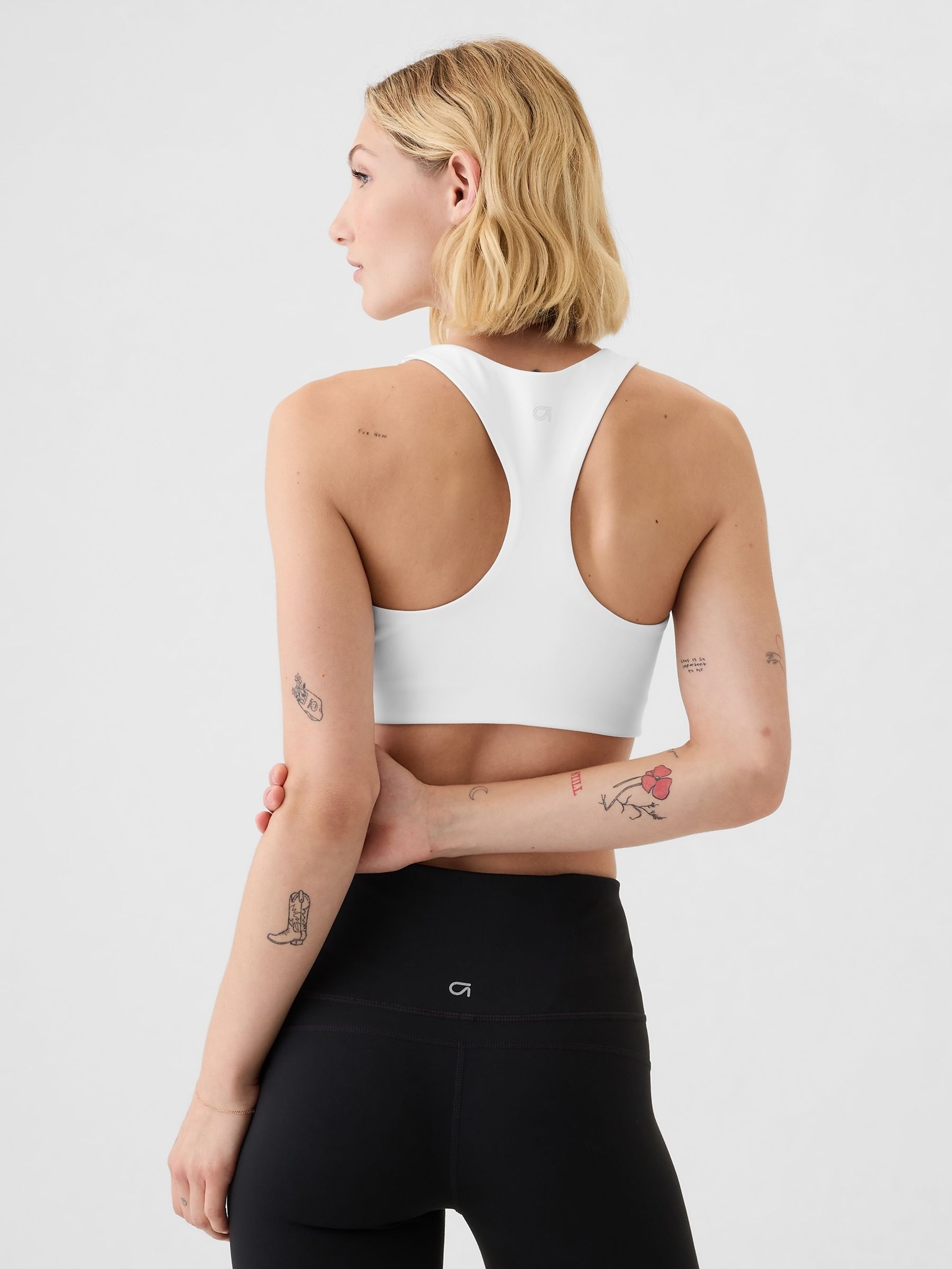 White Power Medium Impact Racerback Sports Bra - Image 2 of 5