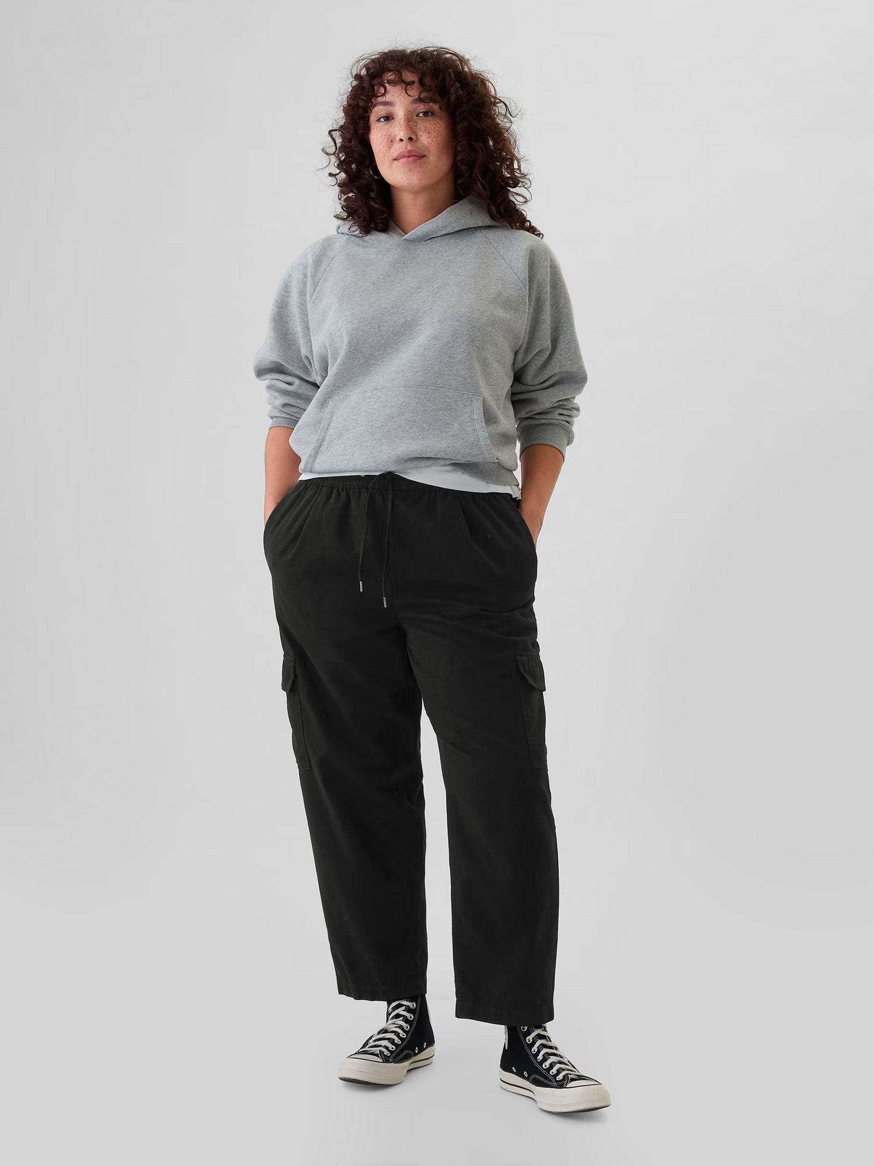 Black Pull On Soft Twill Tapered Cargo Trousers - Image 5 of 5