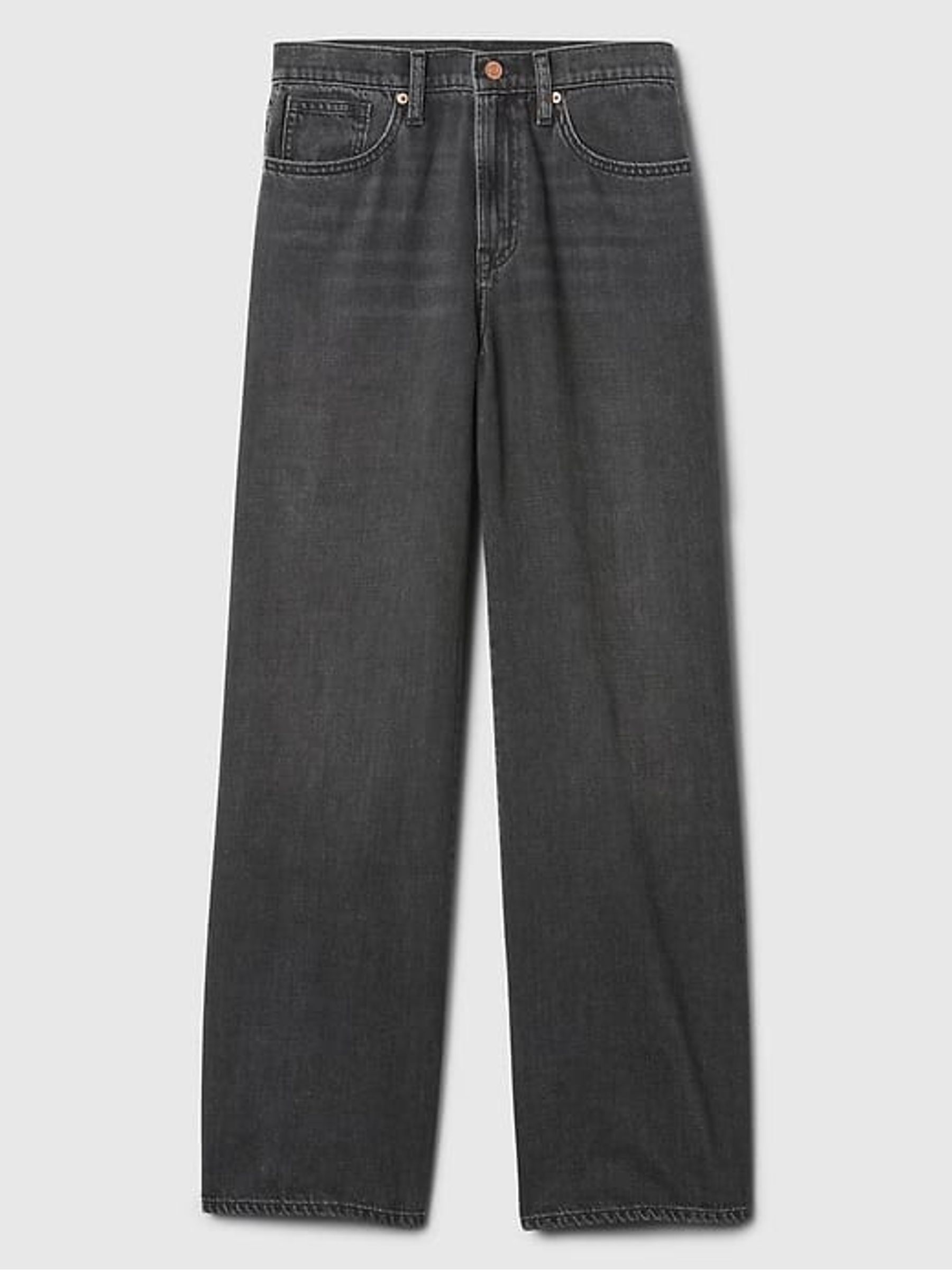 Black Wash Cotton High Waisted Wide Leg Jeans - Image 8 of 8