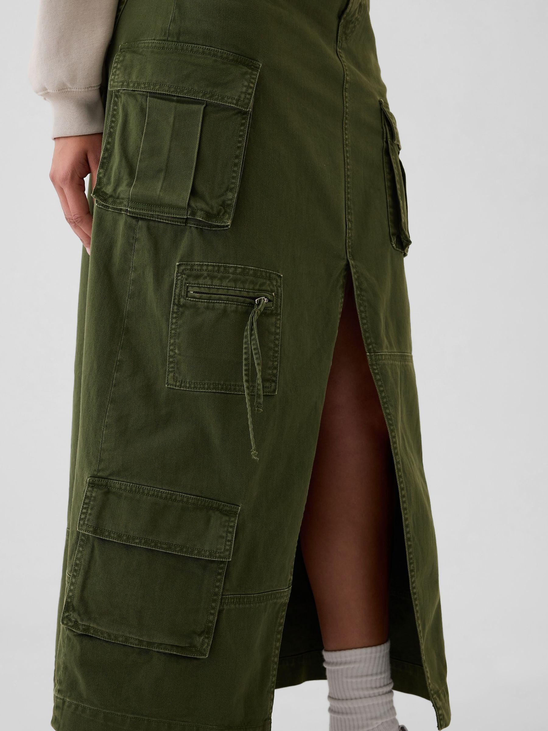 Green Cargo Maxi Skirt - Image 4 of 5