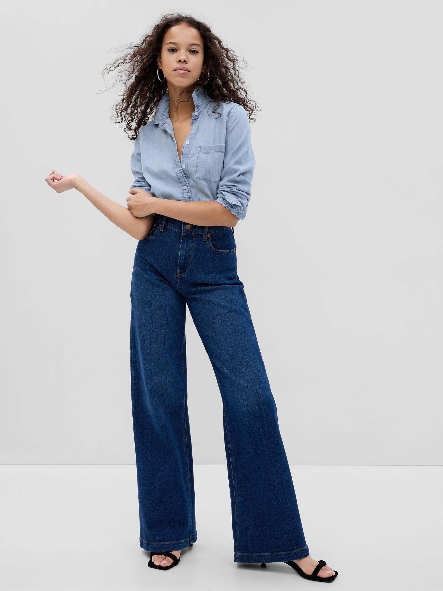 Blue Cotton Denim Shirt - Image 1 of 3