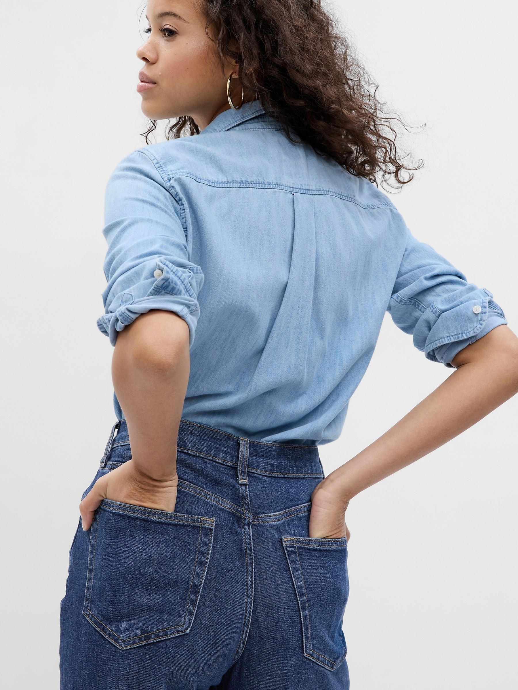Blue Cotton Denim Shirt - Image 2 of 3