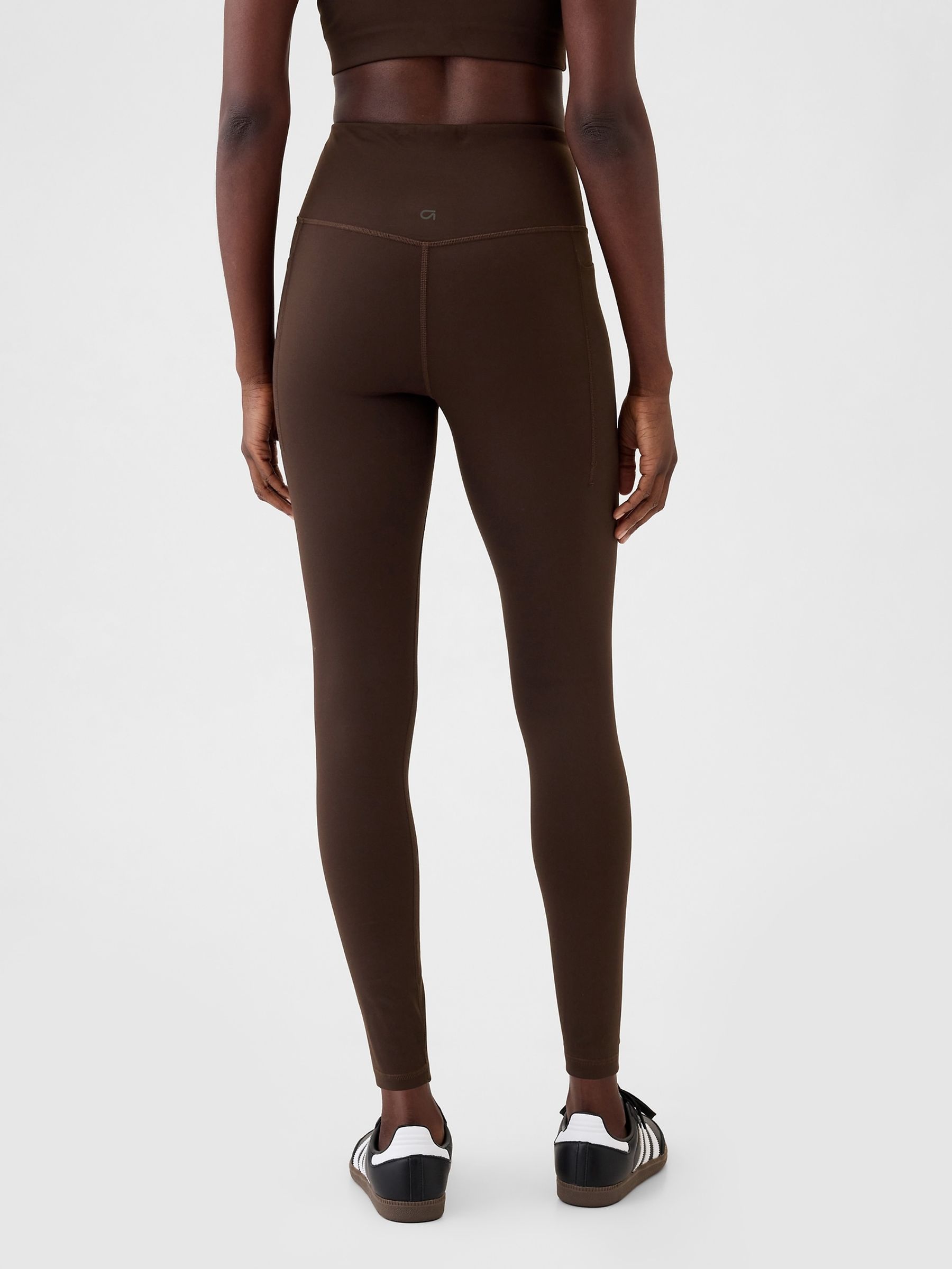 Brown High Waisted Power Stretch Full Length Pocket Leggings - Image 2 of 4
