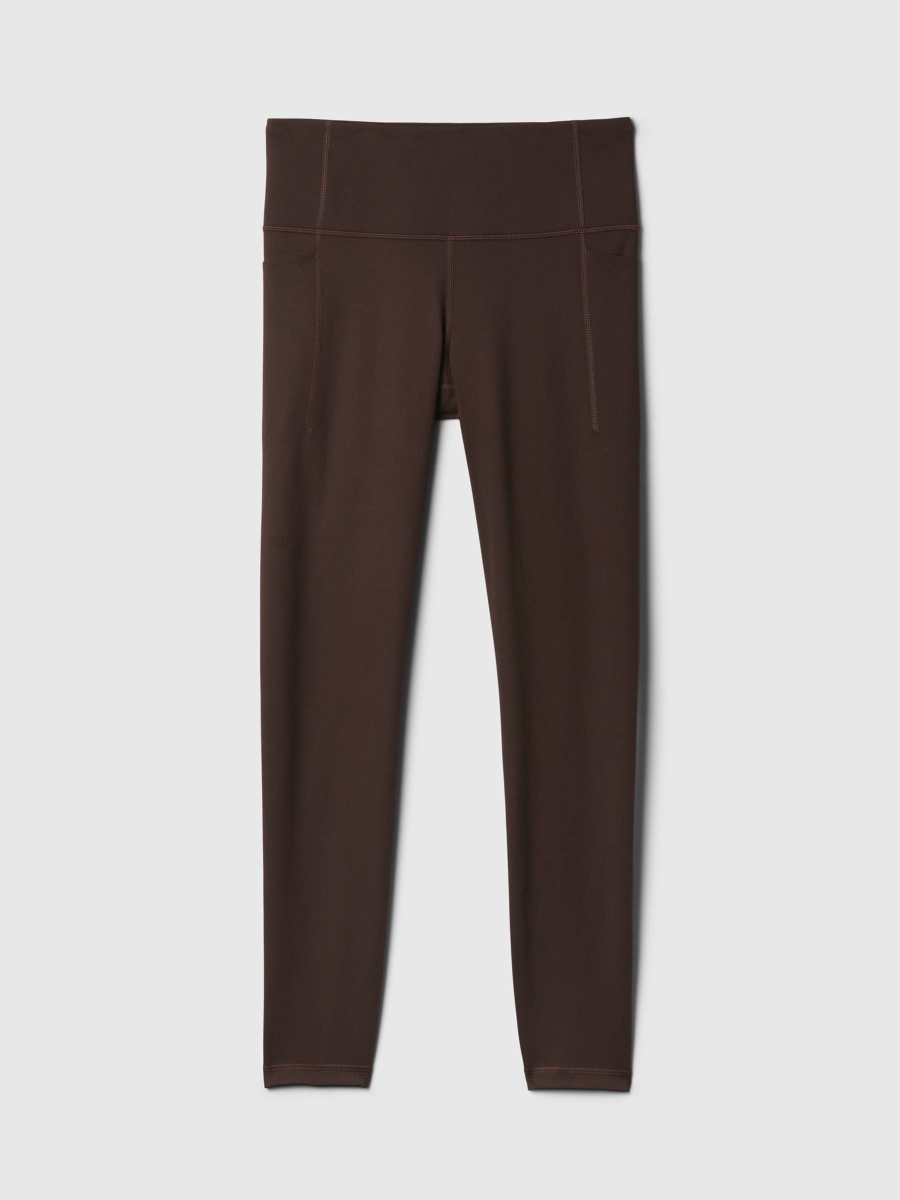 Brown High Waisted Power Stretch Full Length Pocket Leggings - Image 4 of 4