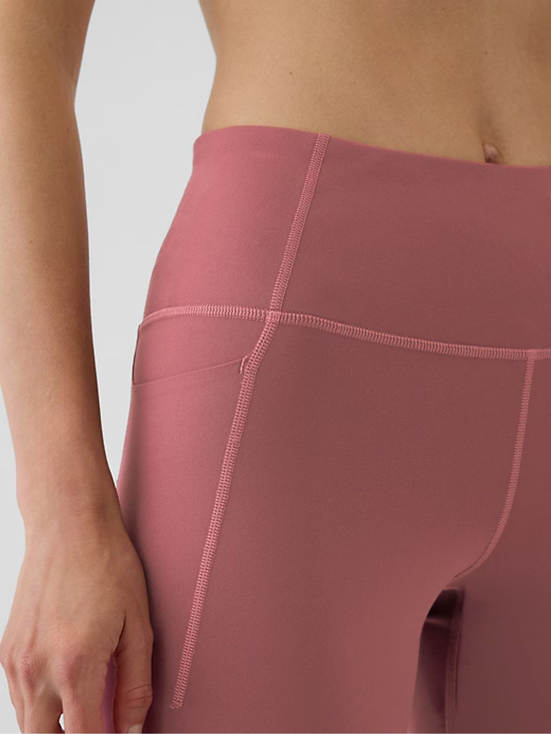 Pink High Waisted Power Stretch Full Length Pocket Leggings - Image 3 of 4